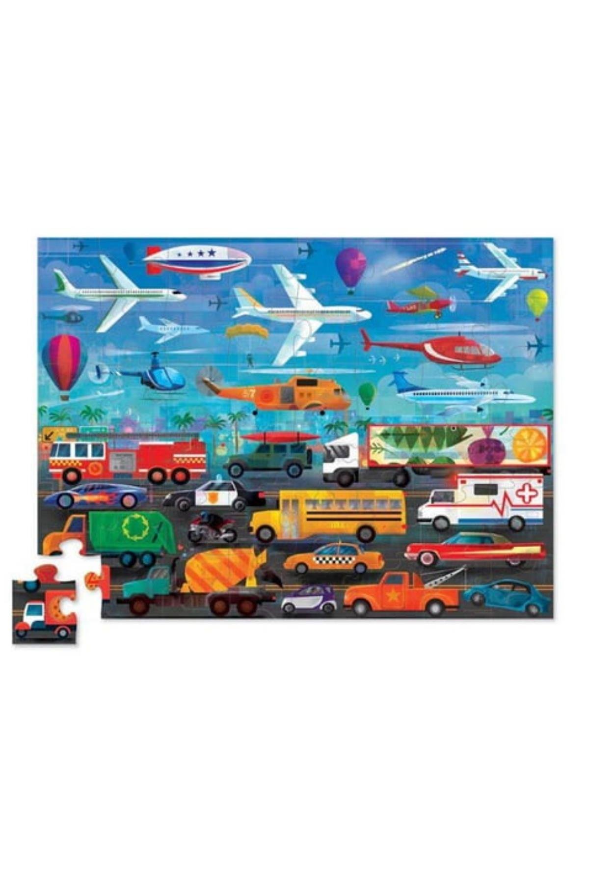 Crocodile Creek Puzzle - 48 Parça - Things That Go Çok Renkli
