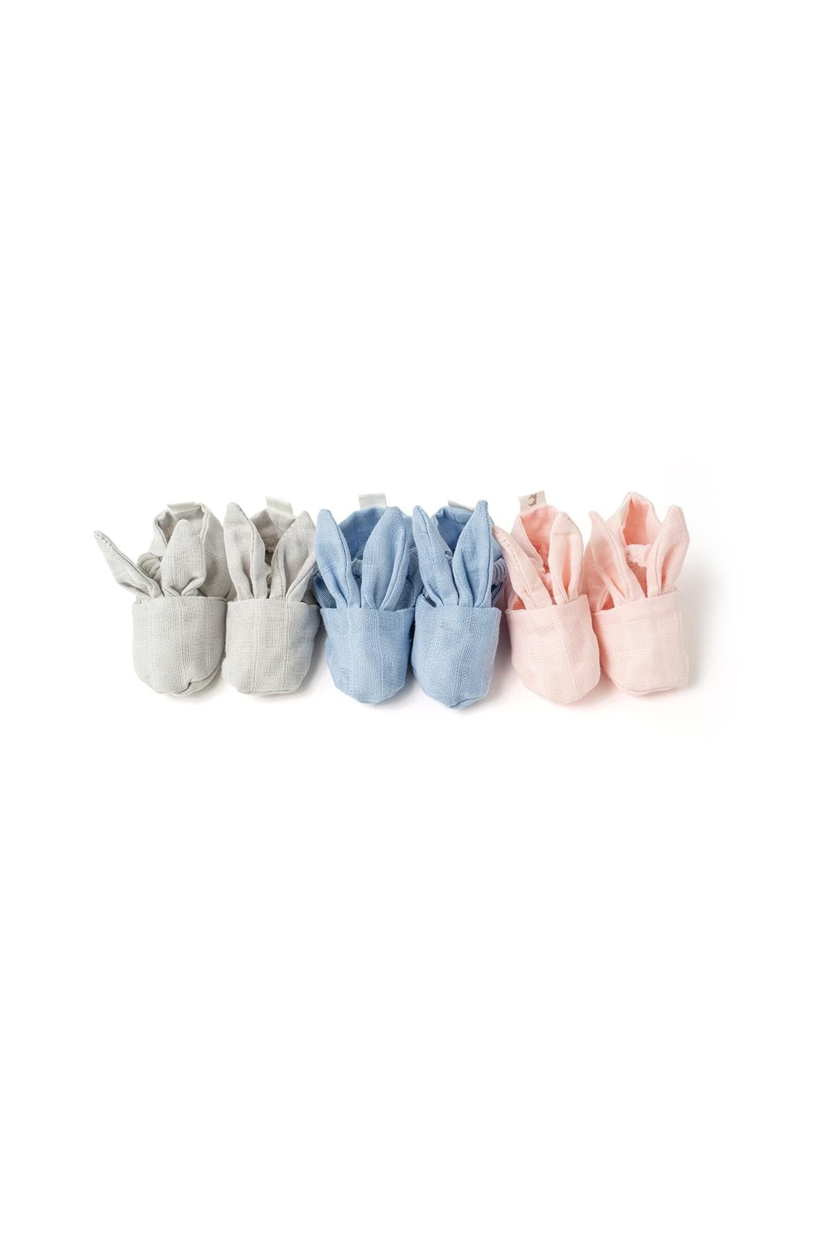 Deux Lapins / Innocent Pink Tavşan Kulaklı Müslin Bebek Patik std