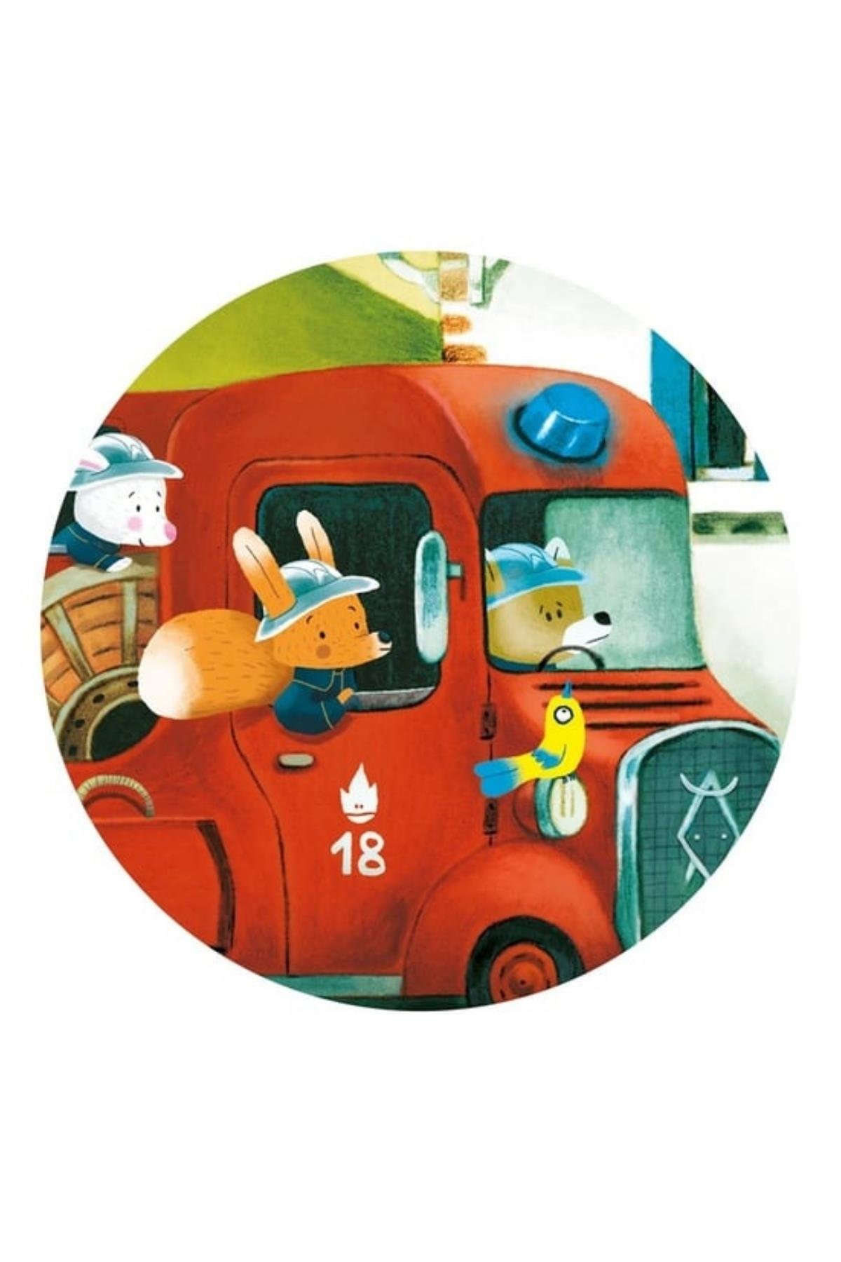 Djeco Dekoratif Puzzle 16 Parça - The Fire Truck Çok Renkli