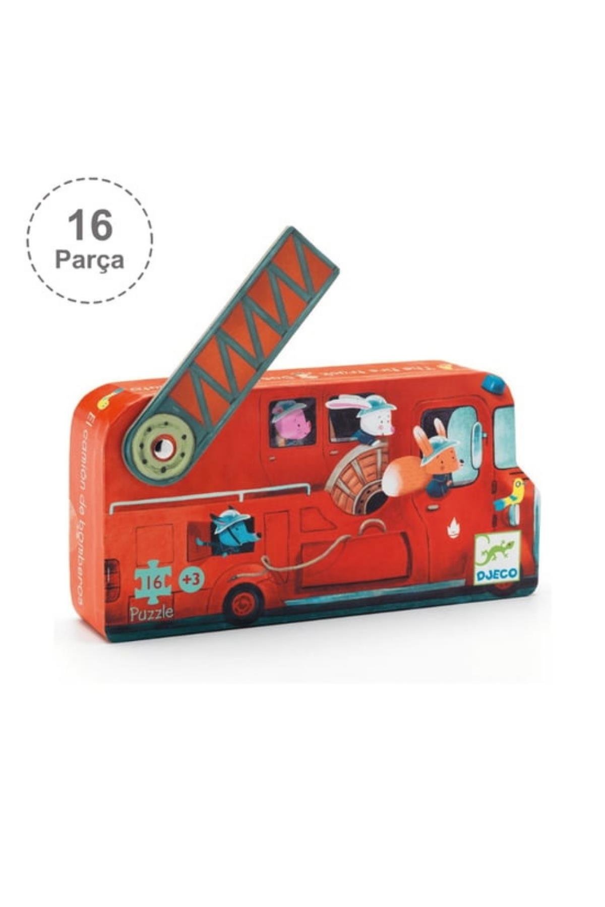 Djeco Dekoratif Puzzle 16 Parça - The Fire Truck Çok Renkli
