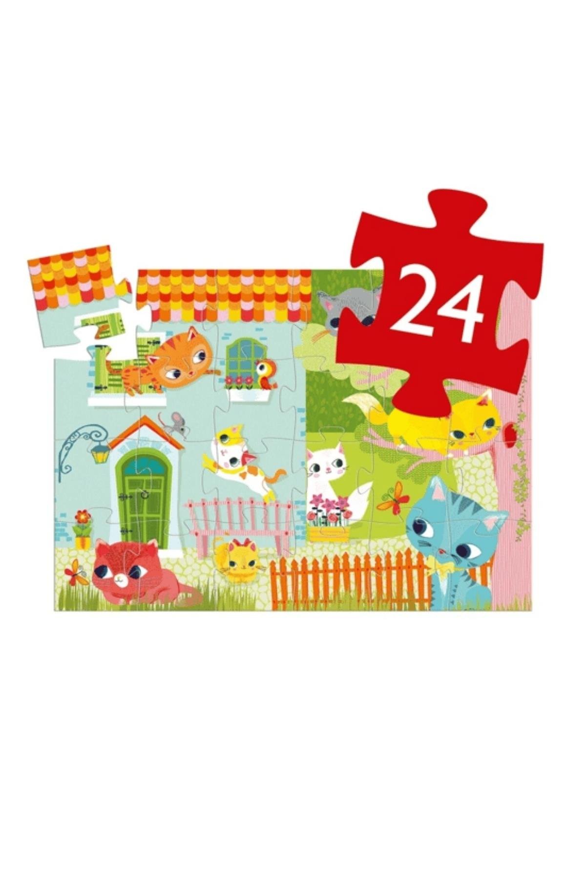 Djeco Dekoratif Puzzle 24 Parça - Pachat And His Friends Çok Renkli