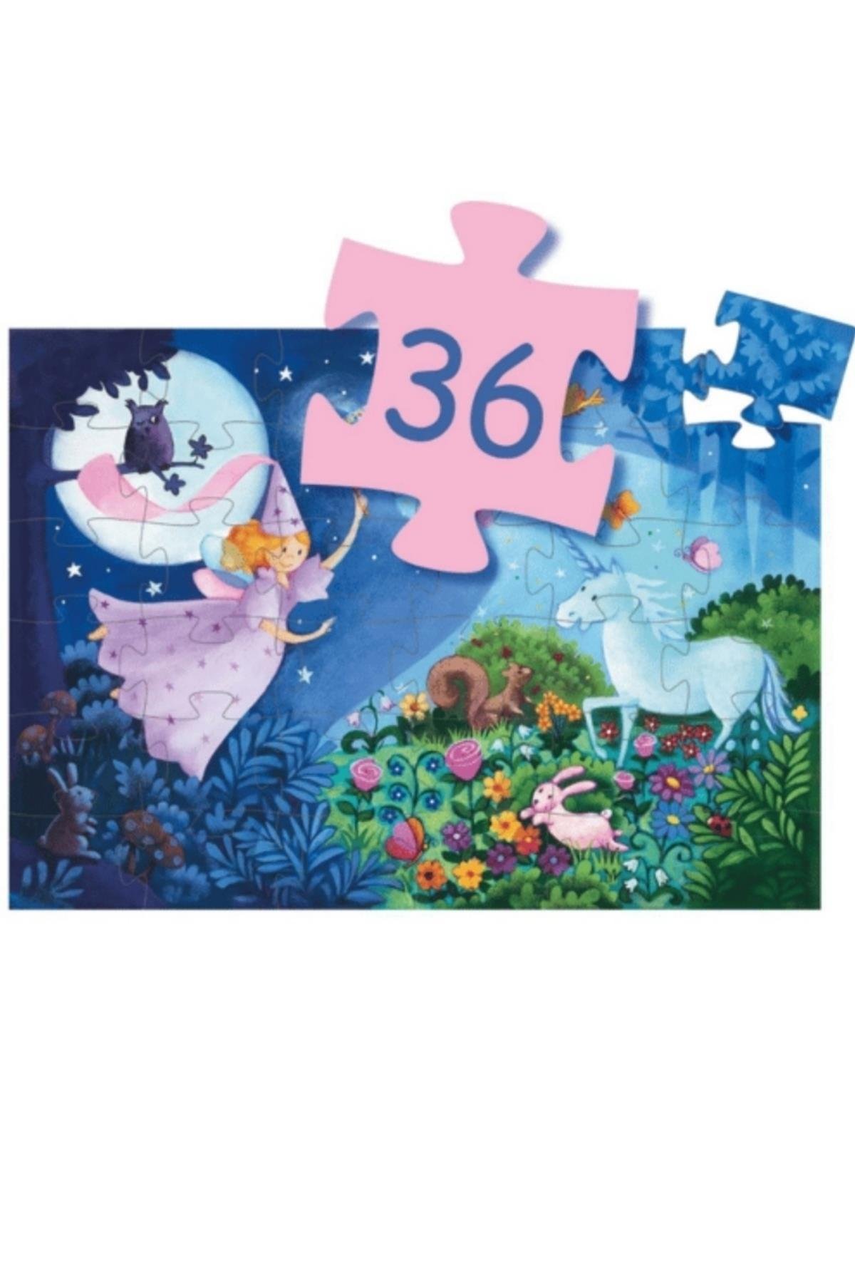 Djeco / Dekoratif Puzzle 36 Parça/The Fairy And The Unicorn Çok Renkli
