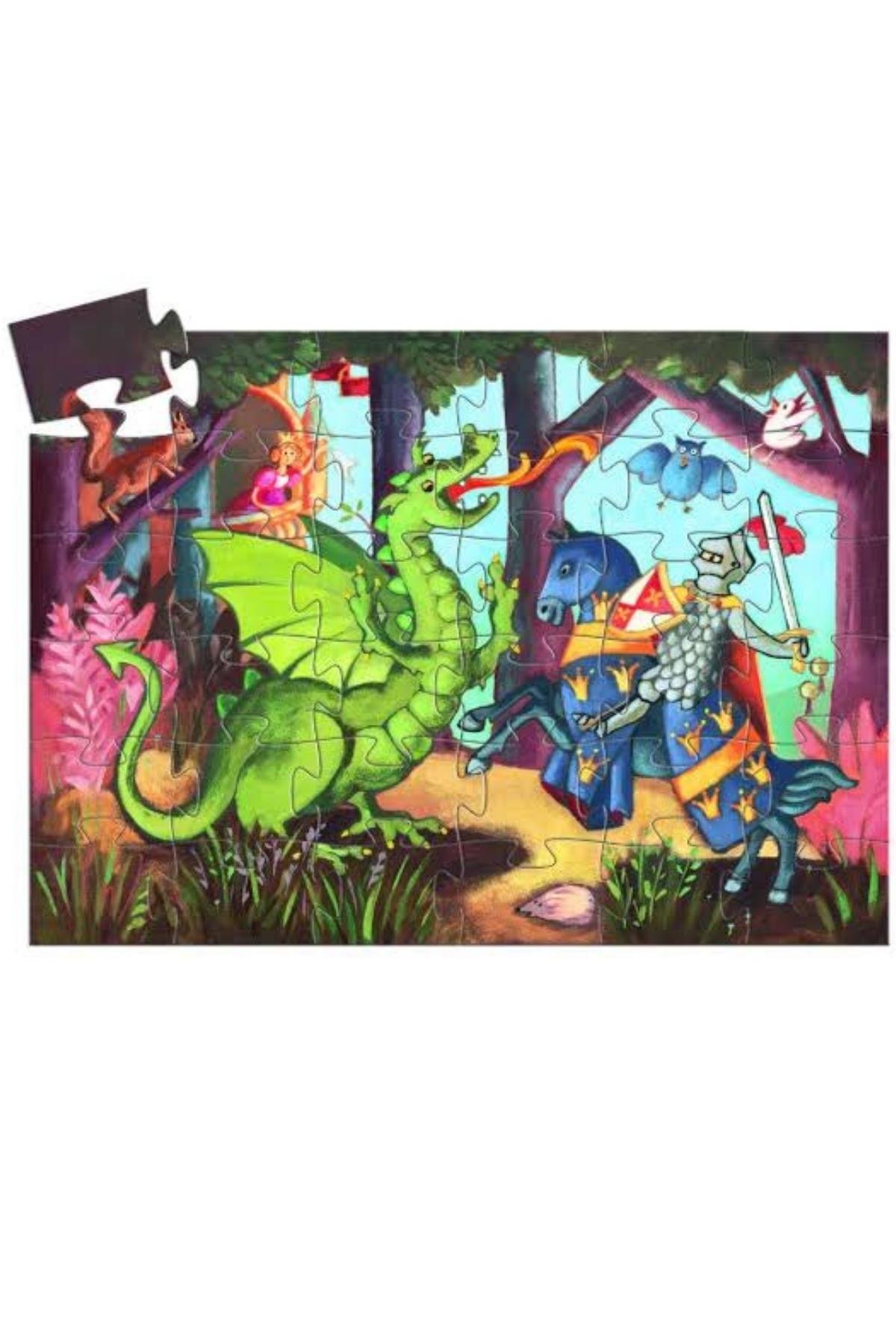 Djeco Dekoratif Puzzle 36 Parça/The Knight At The Dragon Çok Renkli