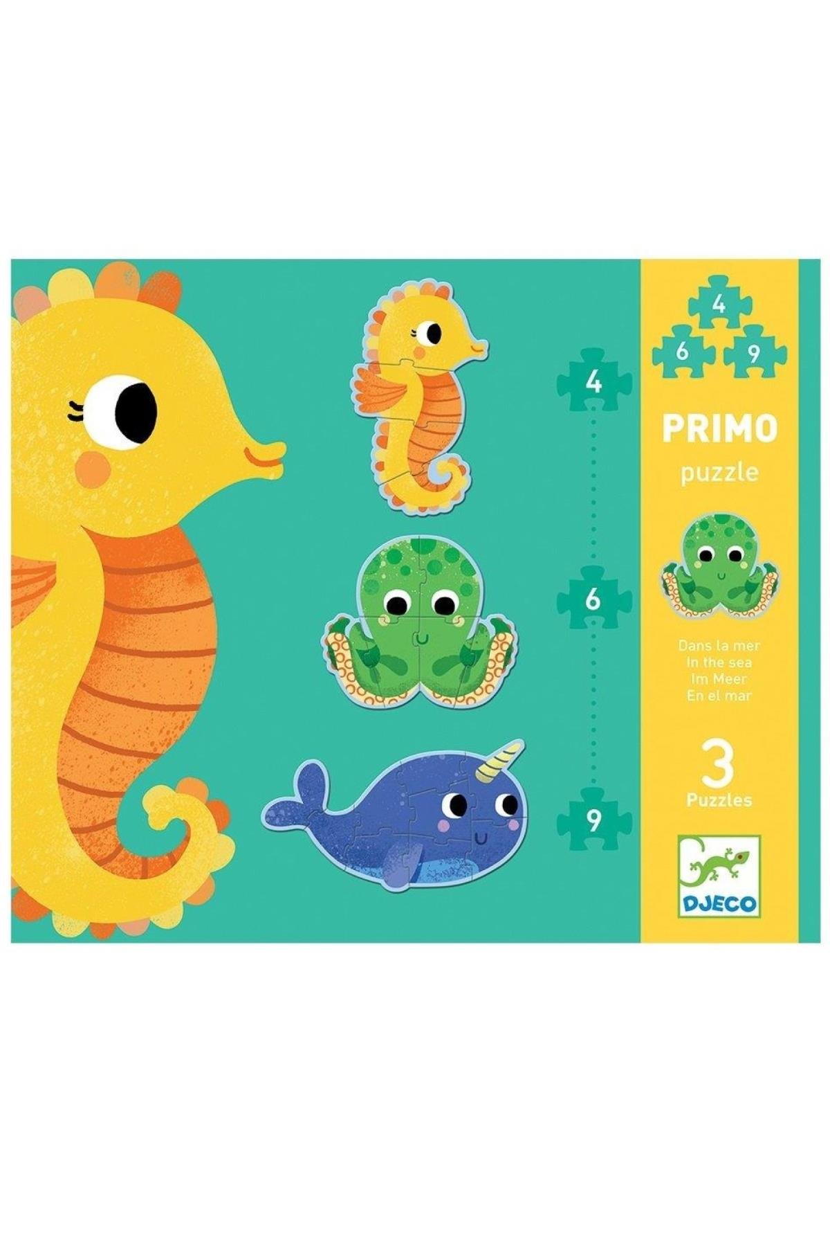 Djeco / Dev Puzzle - Deniz Canlıları 4-6-9 Parça Çok Renkli