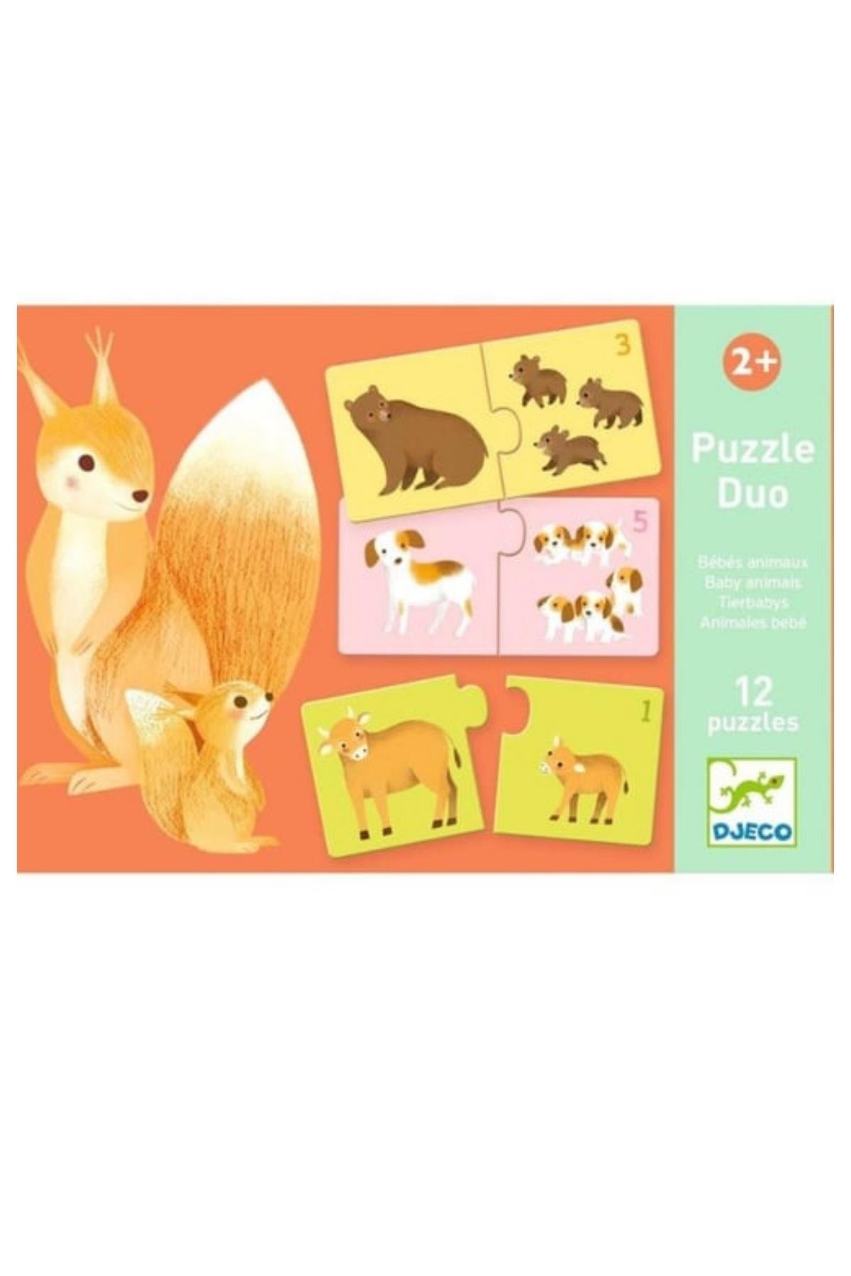 Djeco İkili Puzzle / Baby Animals Çok Renkli