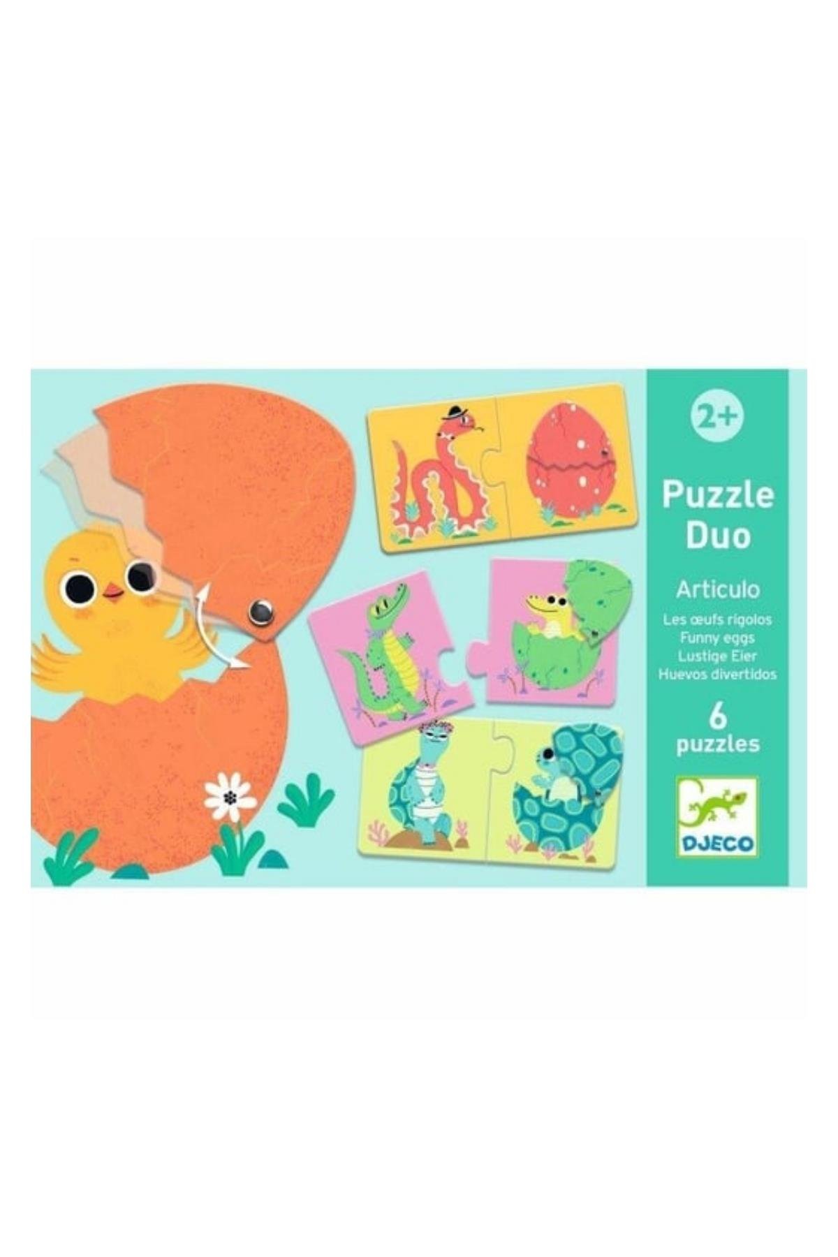 Djeco İkili Puzzle / Funny Eggs Çok Renkli