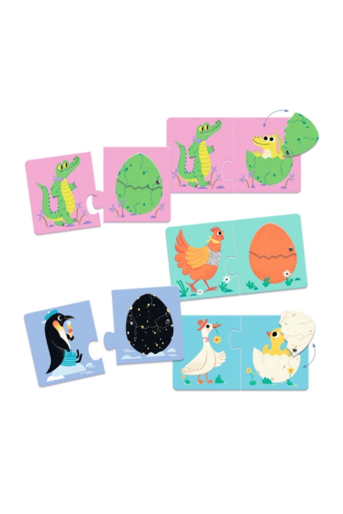 Djeco İkili Puzzle / Funny Eggs Çok Renkli