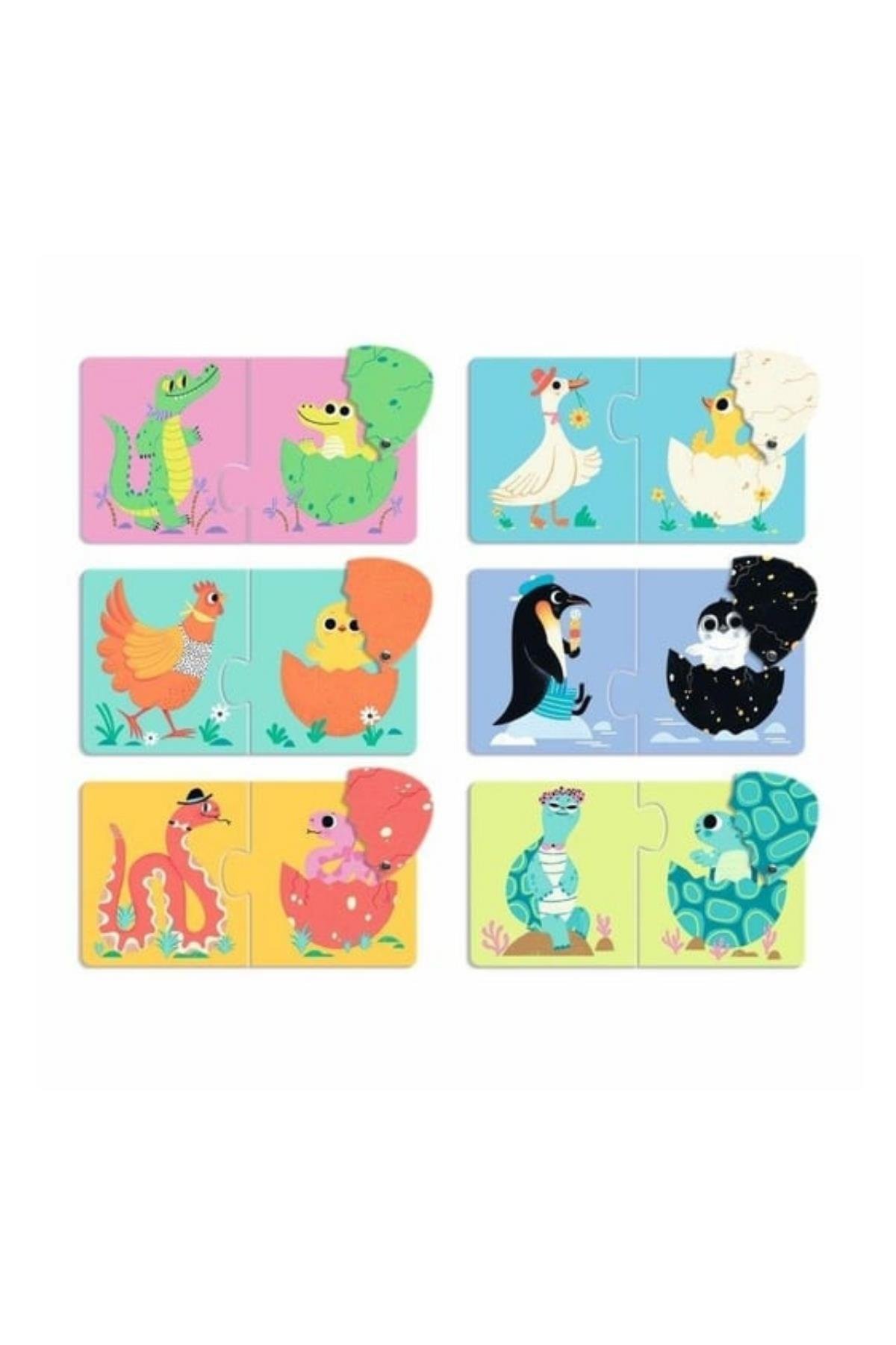 Djeco İkili Puzzle / Funny Eggs Çok Renkli