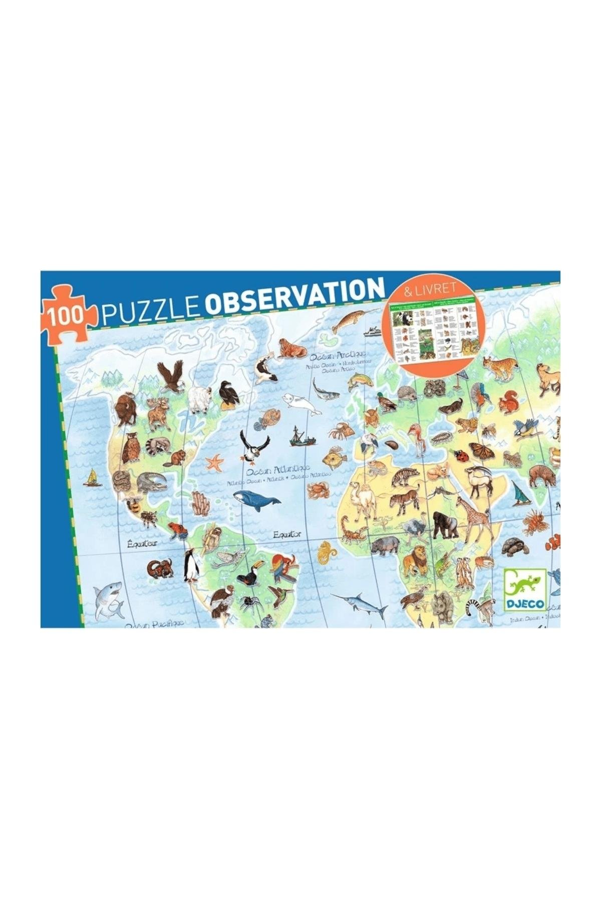 Djeco Klasik Puzzle 100 Parça - World's Animals Çok Renkli