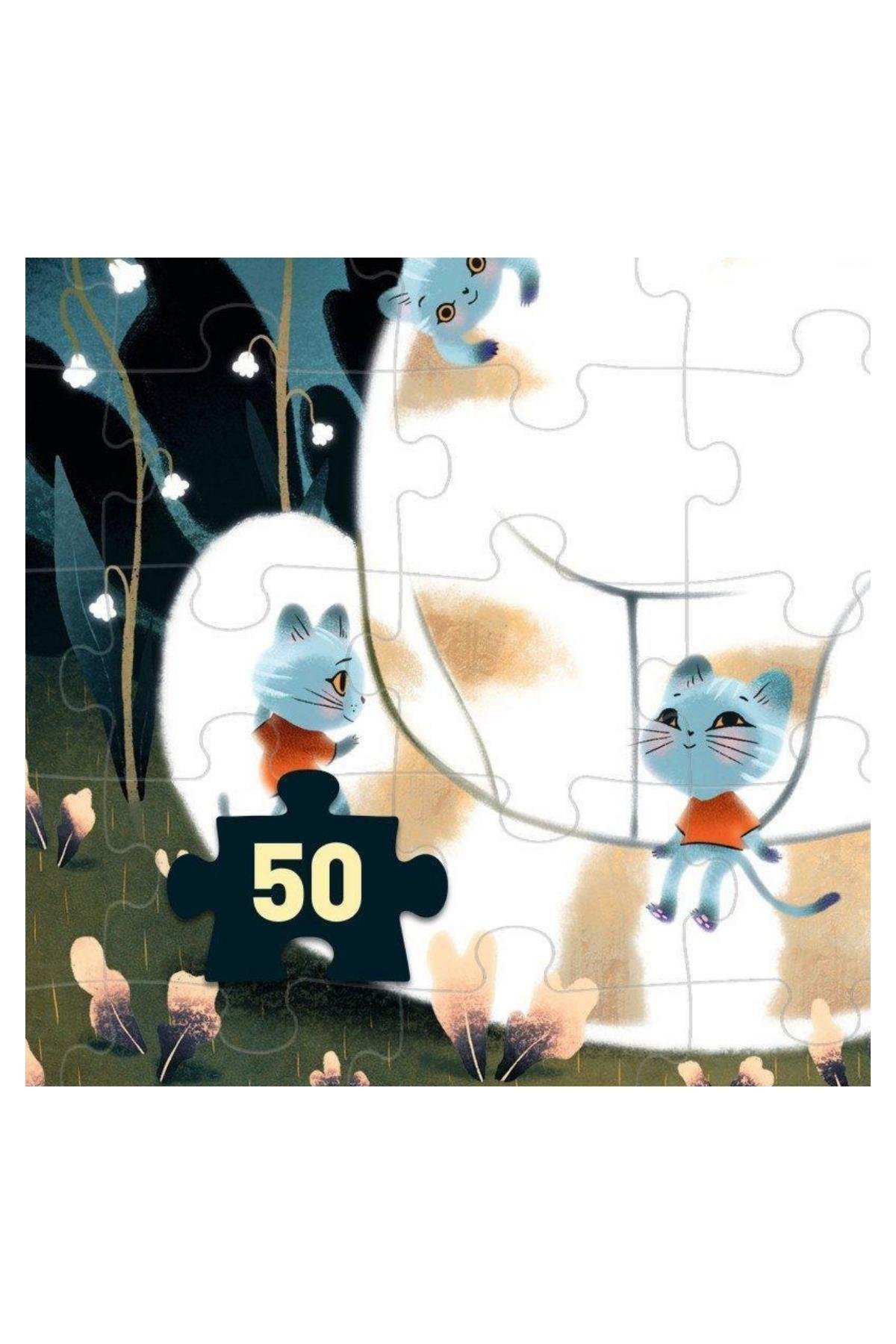 Djeco Wizzy Puzzle 50 Parça / Cuddly Cats Çok Renkli