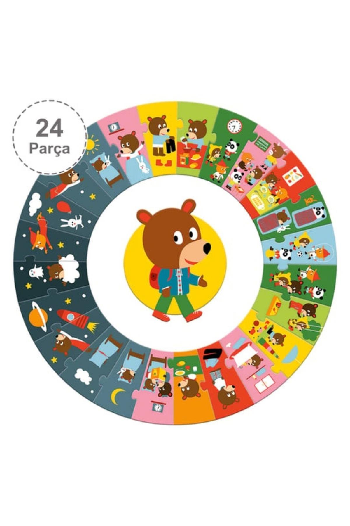 Djeco Yuvarlak Puzzle 24 Parça - Bir Gün Çok Renkli