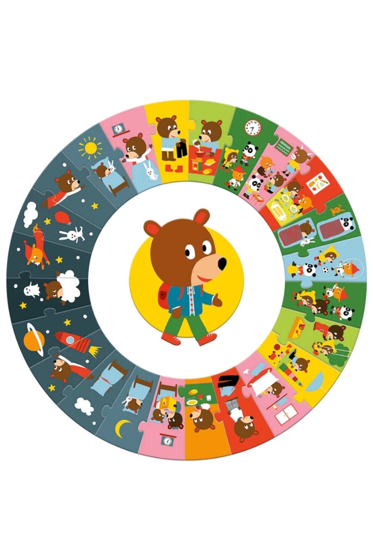 Djeco Yuvarlak Puzzle 24 Parça - Bir Gün Çok Renkli