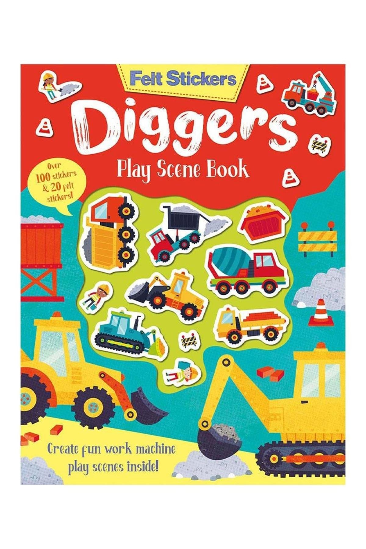 Felt Stickers - Diggers Play Scene Book Çok Renkli