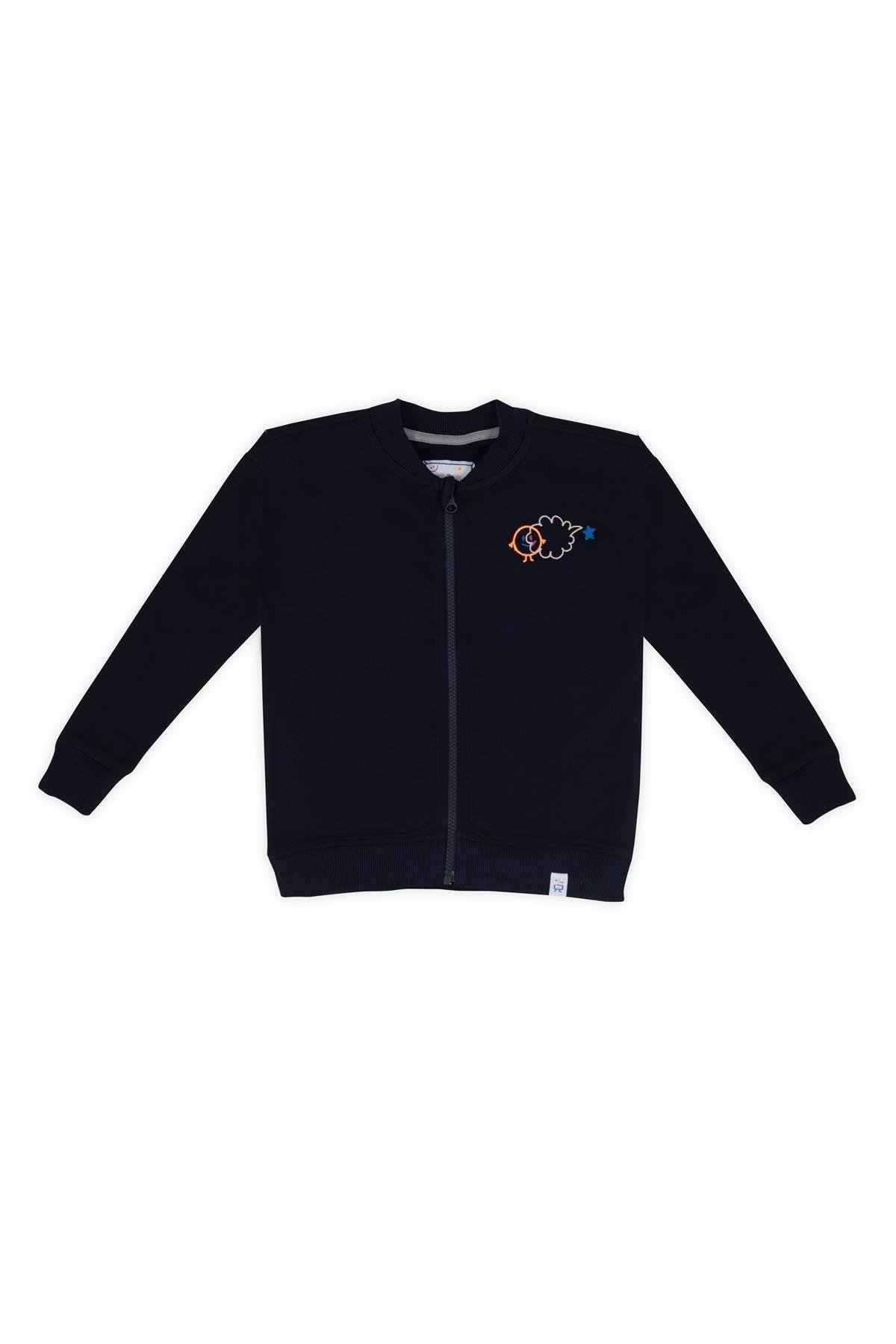 Fill In The Blank Zipped Sweatshirt - Navy Blue Lacivert
