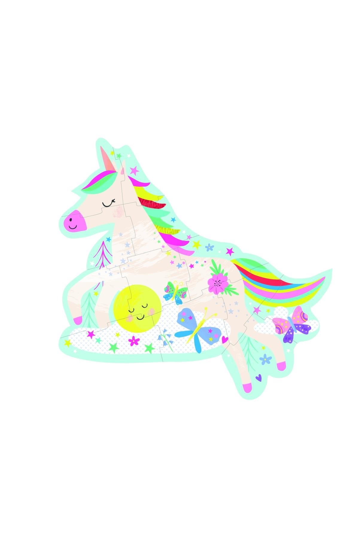 FLOSS & ROCK 12 Parça Şekilli Yap-Boz / Rainbow Unicorn Çok Renkli