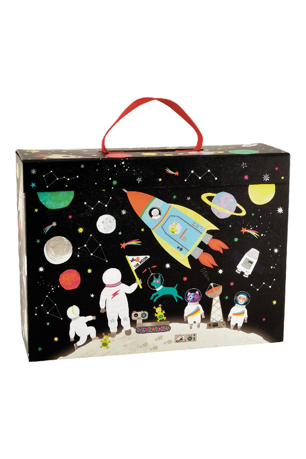 FLOSS & ROCK Ahşap Figürlü Oyun Kutuları/Space Çok Renkli