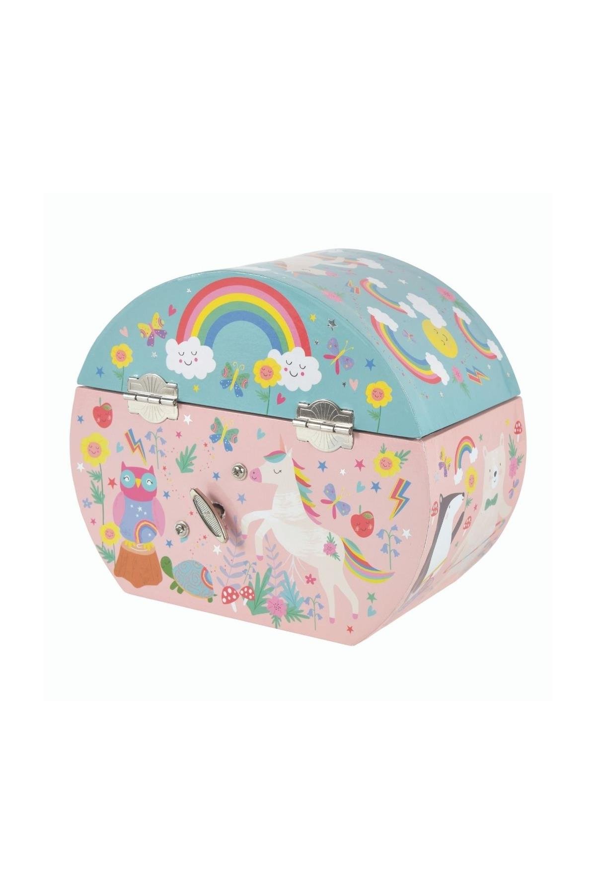 Floss & Rock Müzikli Oval Mücevher Kutusu / Rainbow Fairy Çok Renkli