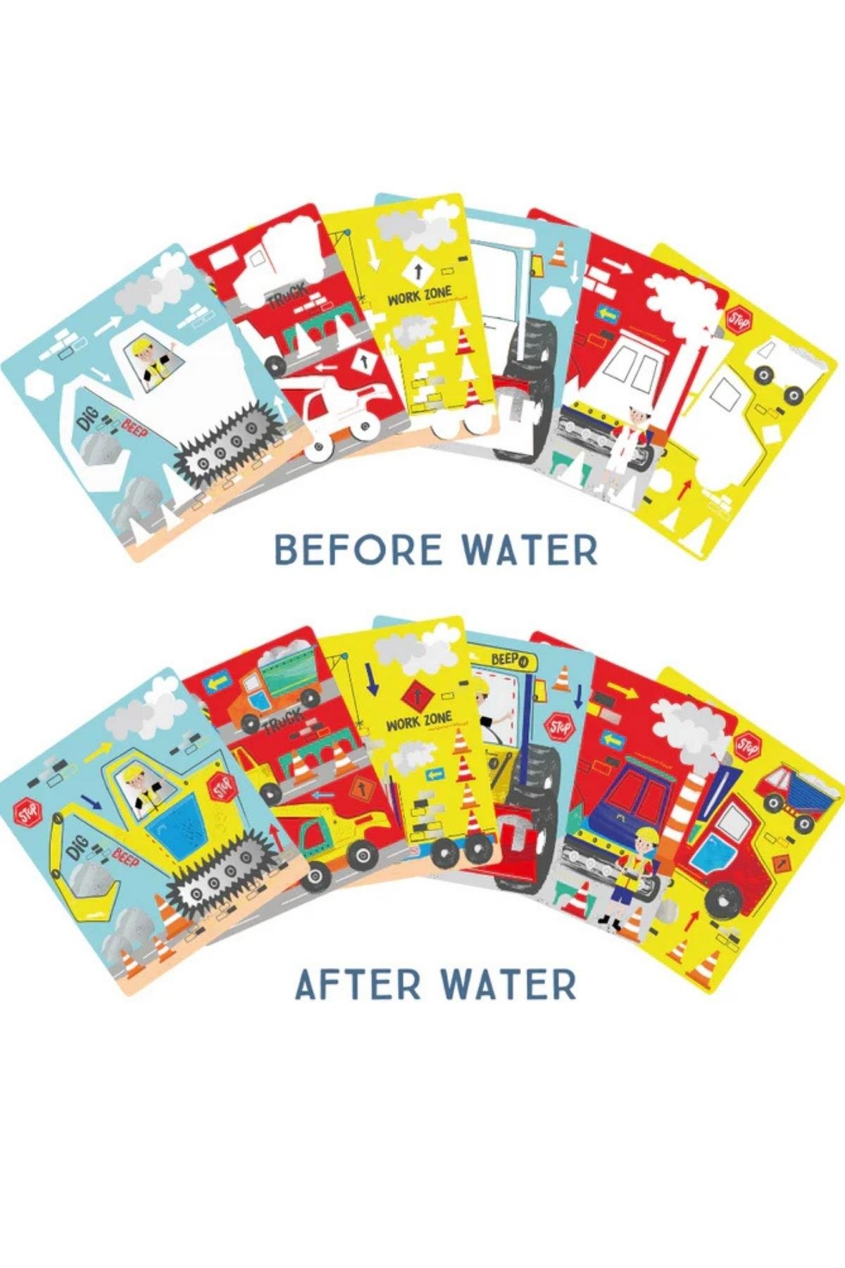 FLOSS&ROCK / Renk Değiştiren Water Magic Boyama Kitabı / Construction Çok Renkli