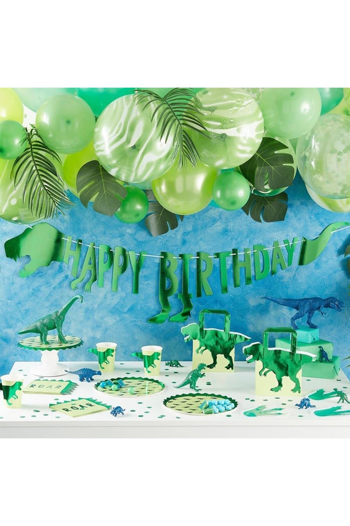 Ginger Ray - Happy Birthday Asılan Süs - Dinozor Çok Renkli