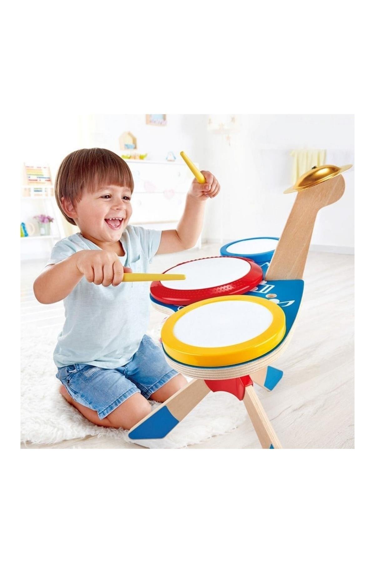 Hape Drum and Cymbal Oyuncak Davul Seti Çok Renkli