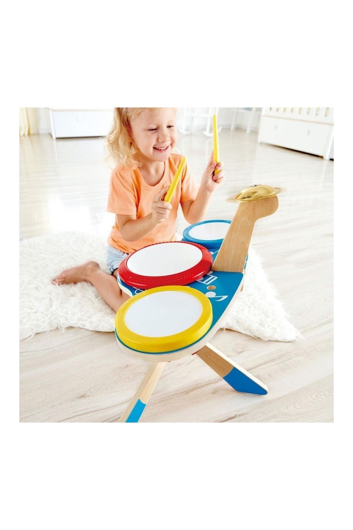 Hape Drum and Cymbal Oyuncak Davul Seti Çok Renkli