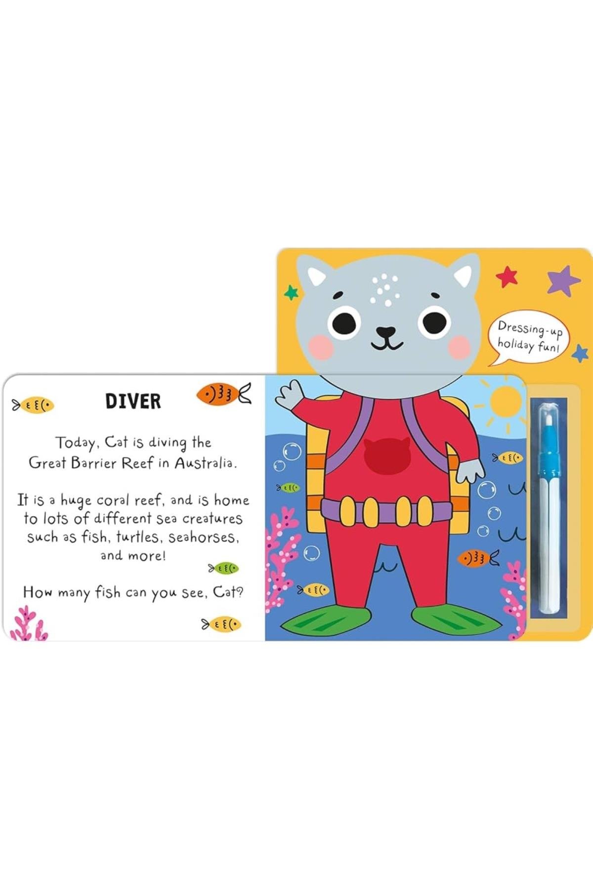 Imagine That / What Will You Wear - Cat-Magic Water Painting Book Çok Renkli