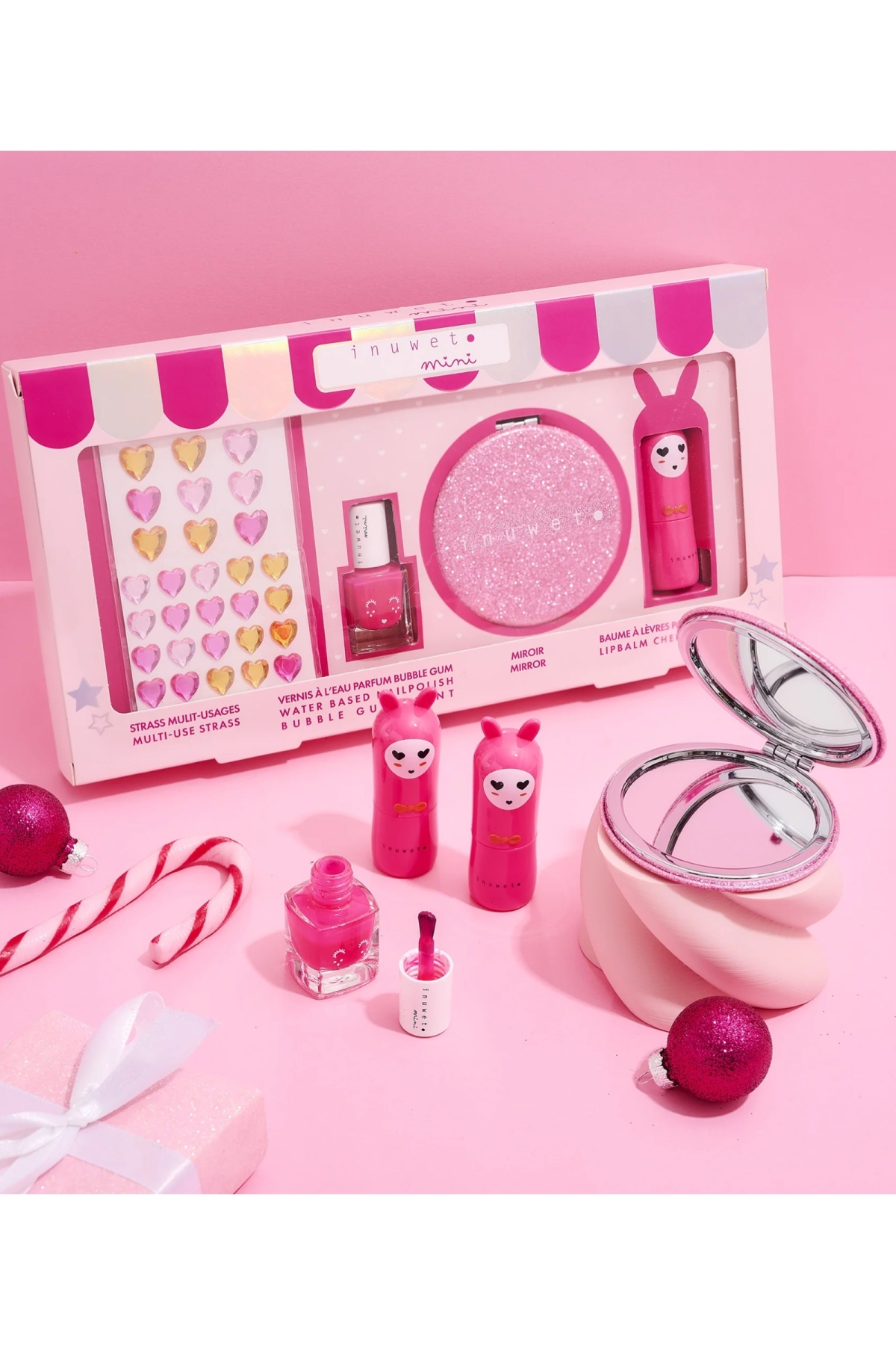 Inuwet Glitter Pink Kozmetik ve Cilt Bakım Hediye Seti Çok Renkli