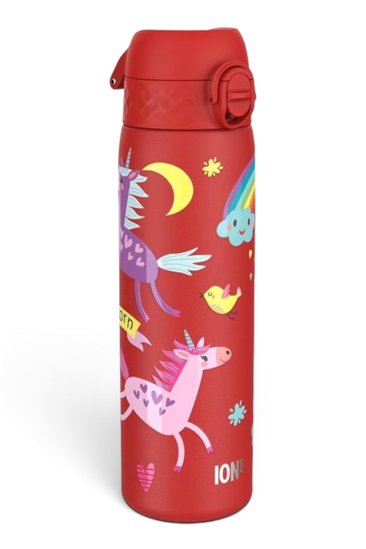 ION8 - Paslanmaz Çelik İnce Suluk - Kırmızı Unicorn - 600 ml - Sızdırmaz Çok Renkli