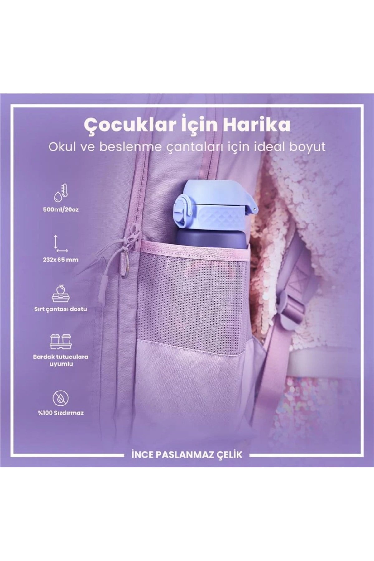 ION8 - Paslanmaz Çelik İnce Suluk - Unicorn - 600 ml - Sızdırmaz Çok Renkli