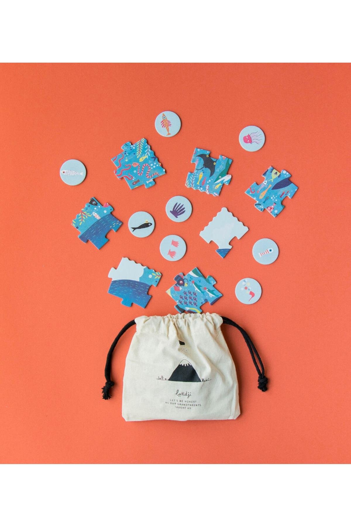 LONDJI Lonji Pocket Puzzle - My Little Ocean Çok Renkli