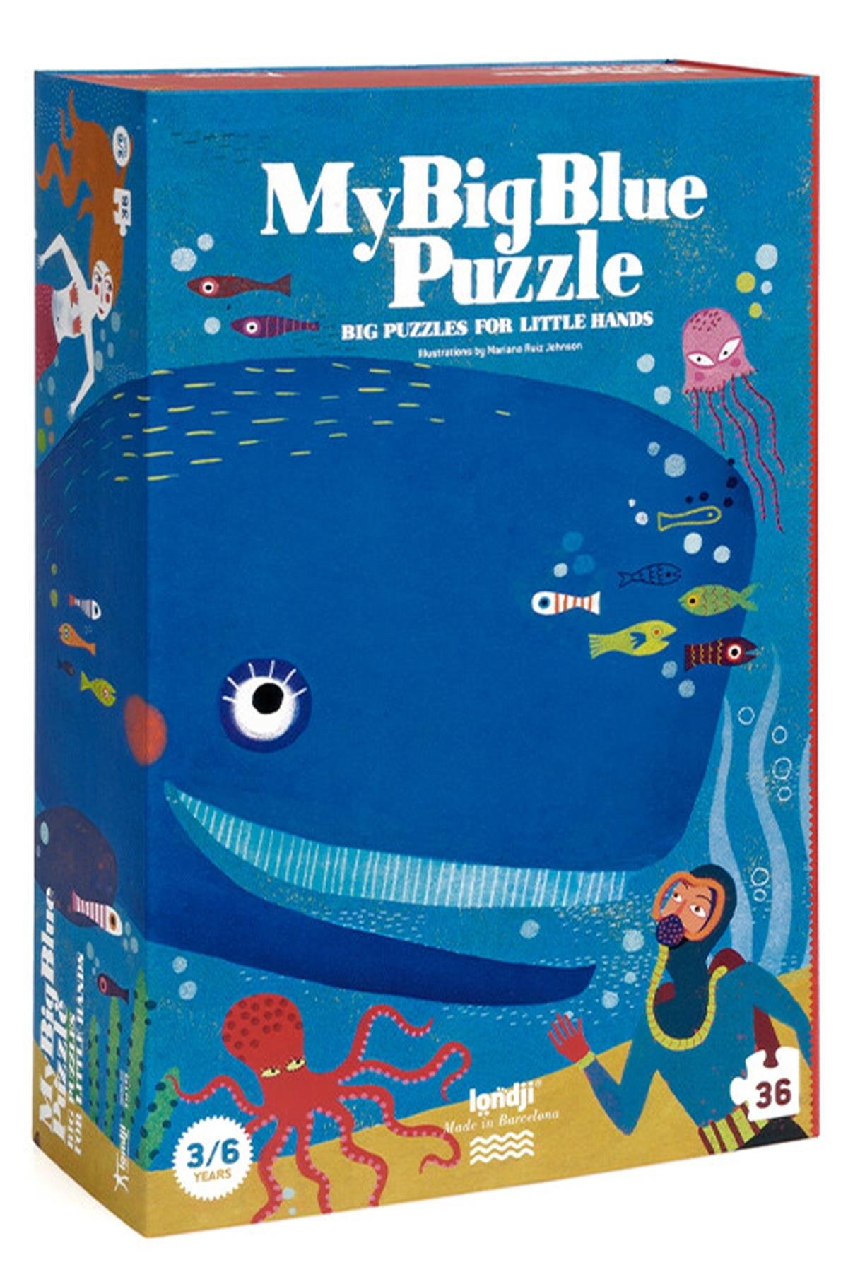 LONDJI Lonji Puzzle - My Big Blue Çok Renkli