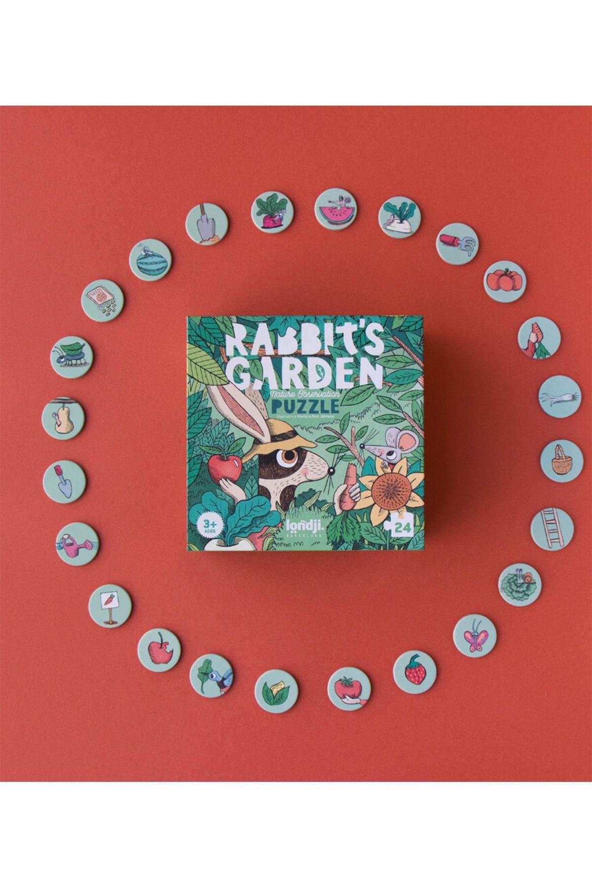 LONDJI Lonji Puzzle- Rabbit's Garden Çok Renkli