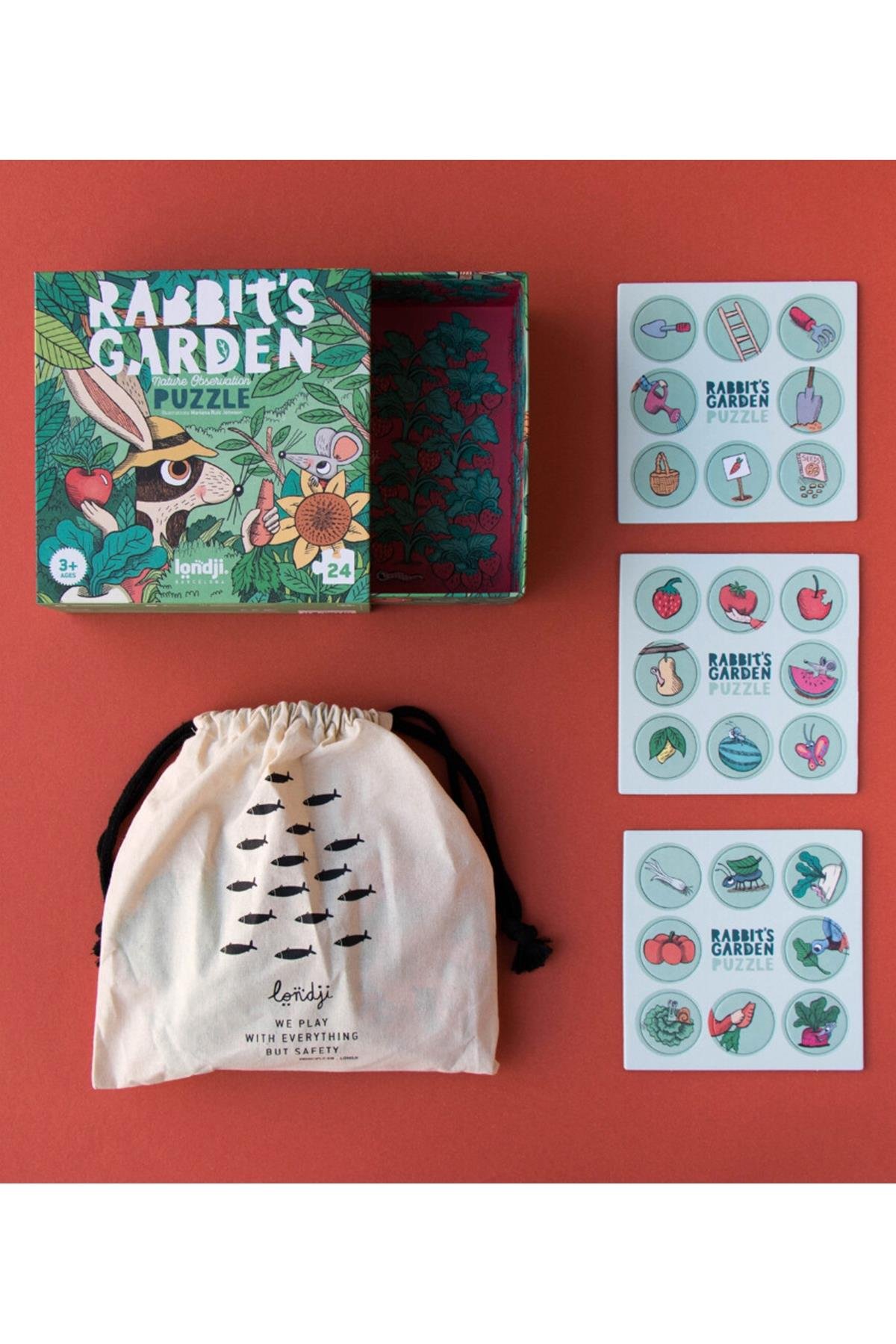 LONDJI Lonji Puzzle- Rabbit's Garden Çok Renkli