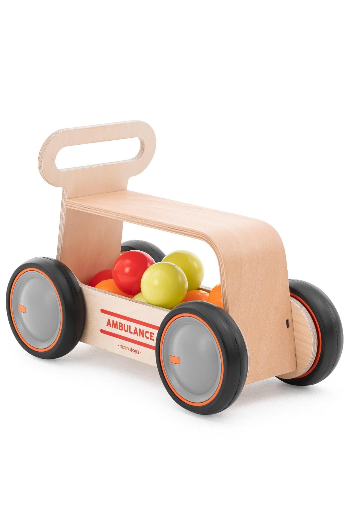 Mamatoyz /03DRİVEME WOOD AMBULANCE WALKER + RIDEON +TOY WAGON Renksiz