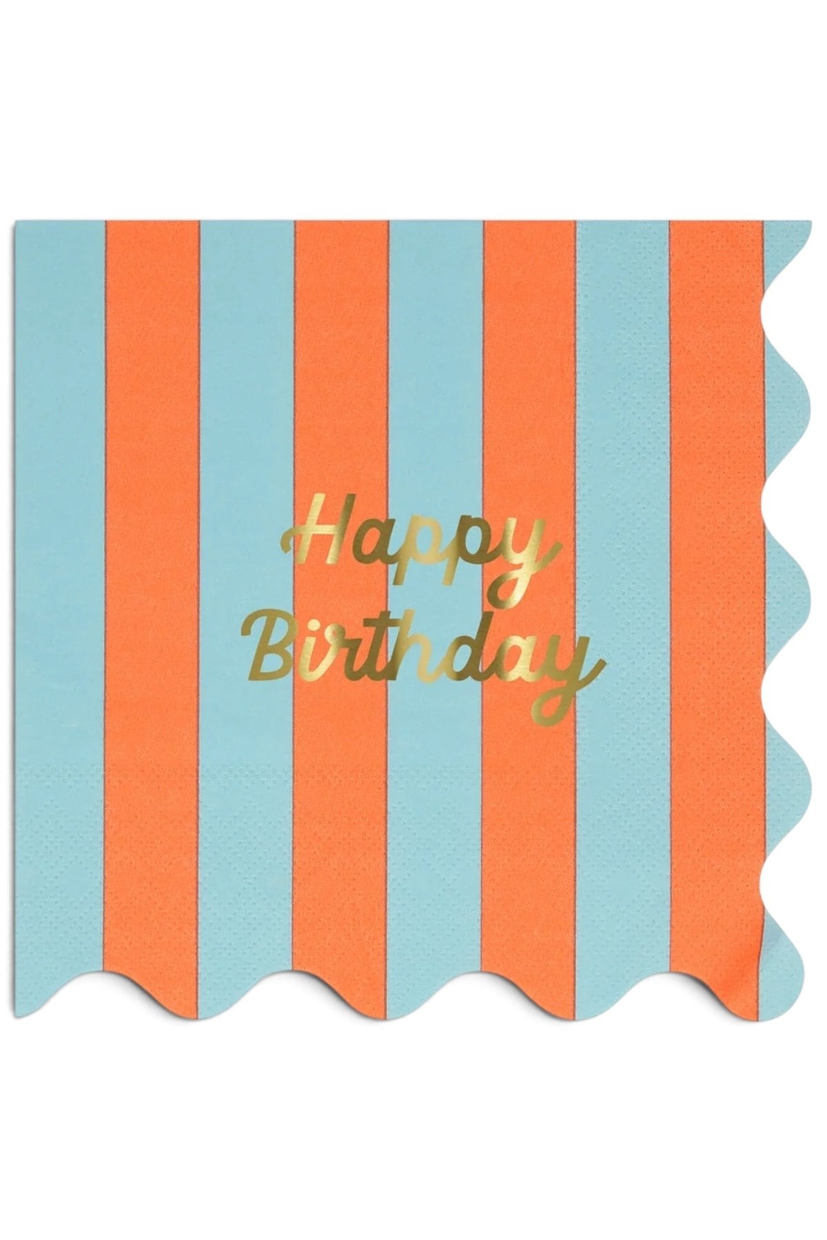 Meri Meri - Çizgili Happy Birthday Peçeteler (L) (x16) Çok Renkli