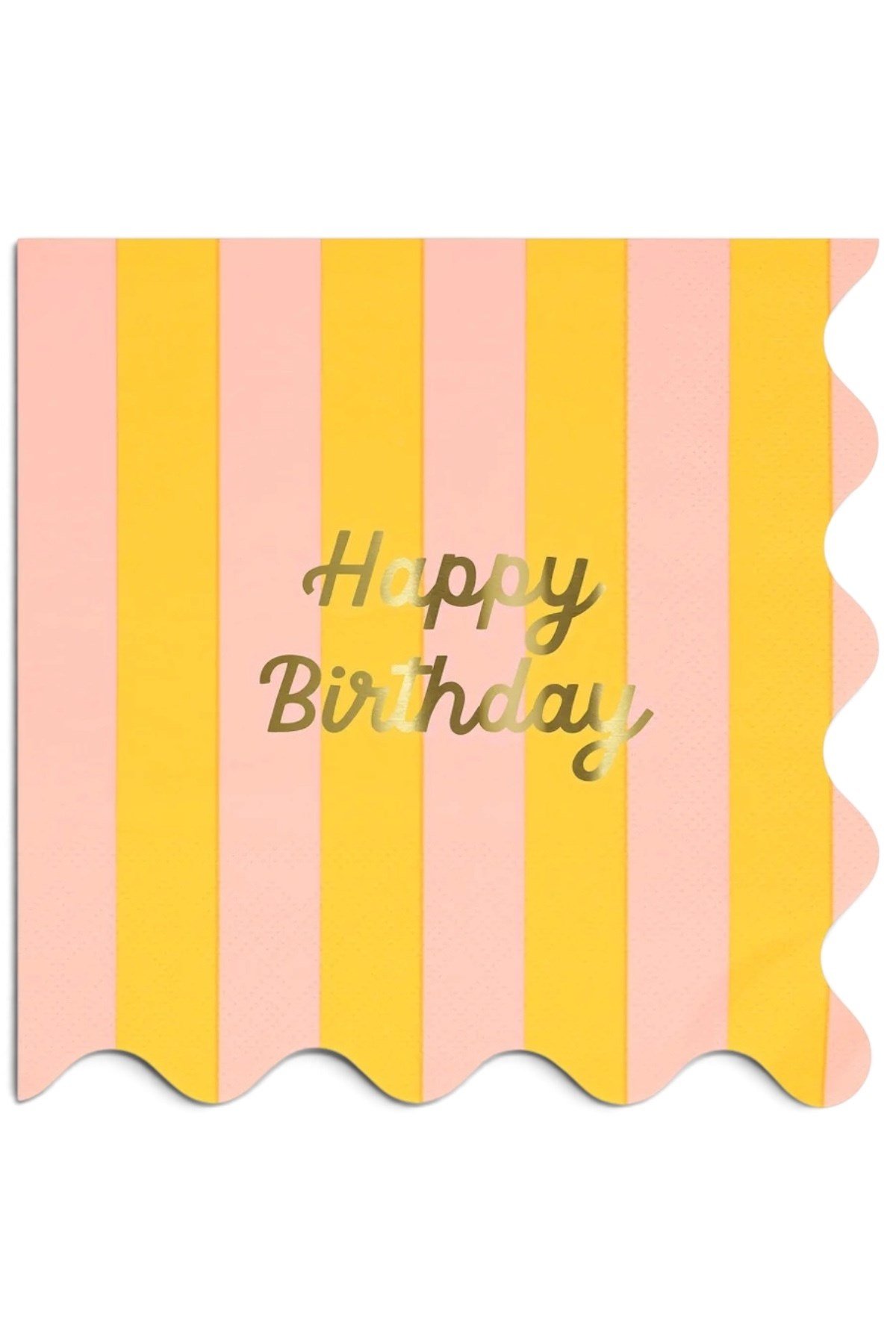 Meri Meri - Çizgili Happy Birthday Peçeteler (L) (x16) Çok Renkli