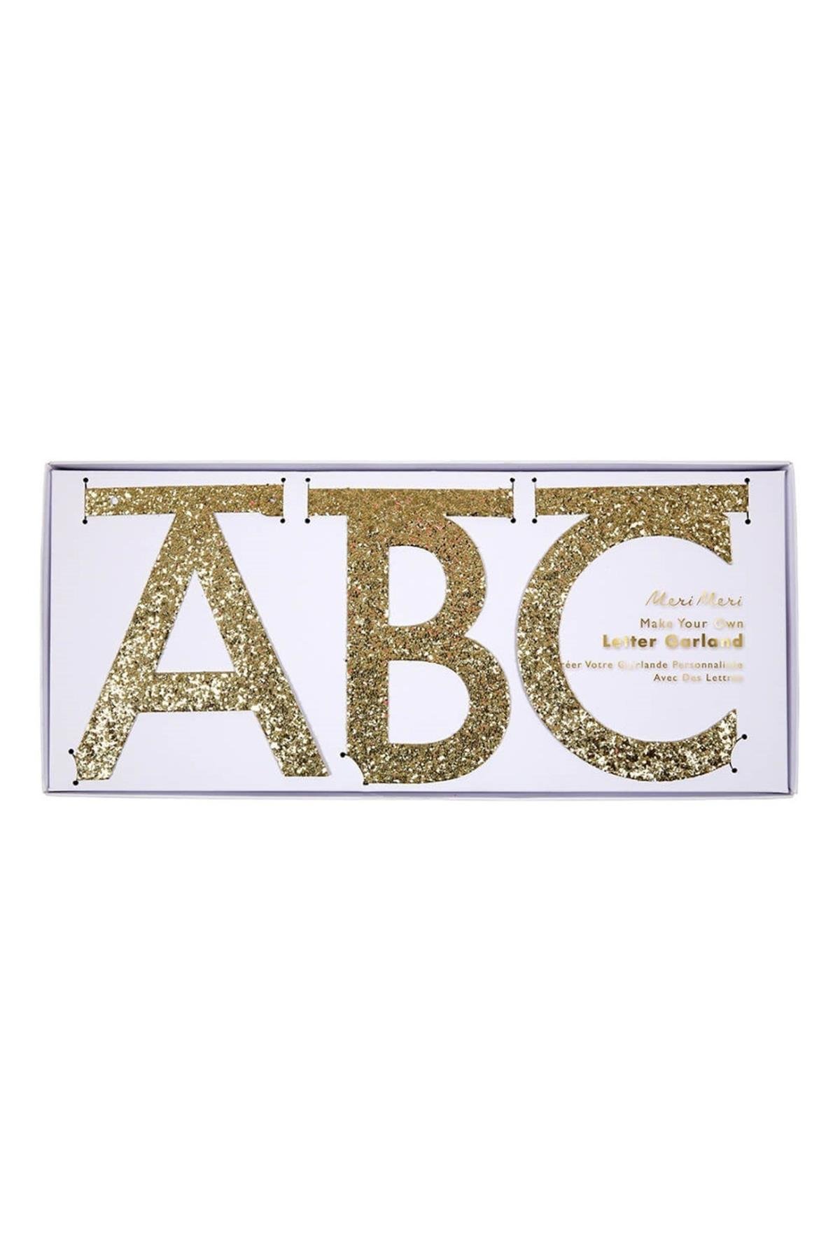 Meri Meri - Gold Glitter Letter Garland Kit - Altın Simli Harf Seti Çok Renkli