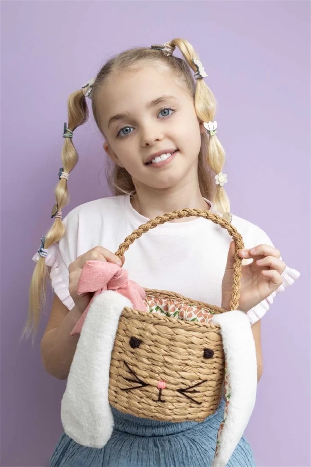Mimi & Lula Easter Bunny Basket Hasır Çanta Çok Renkli