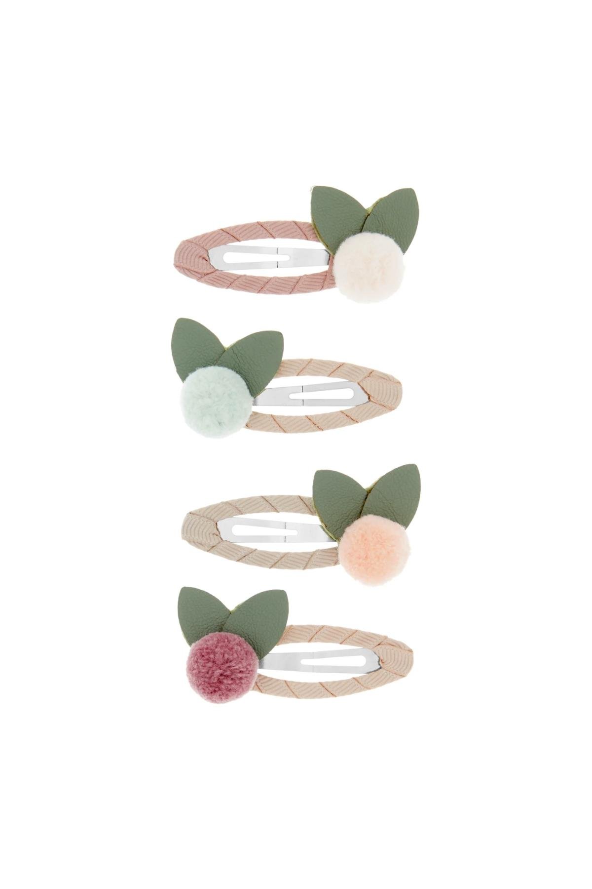 Mimi & Lula Pom Pom Flower 4'lü Toka Çok Renkli