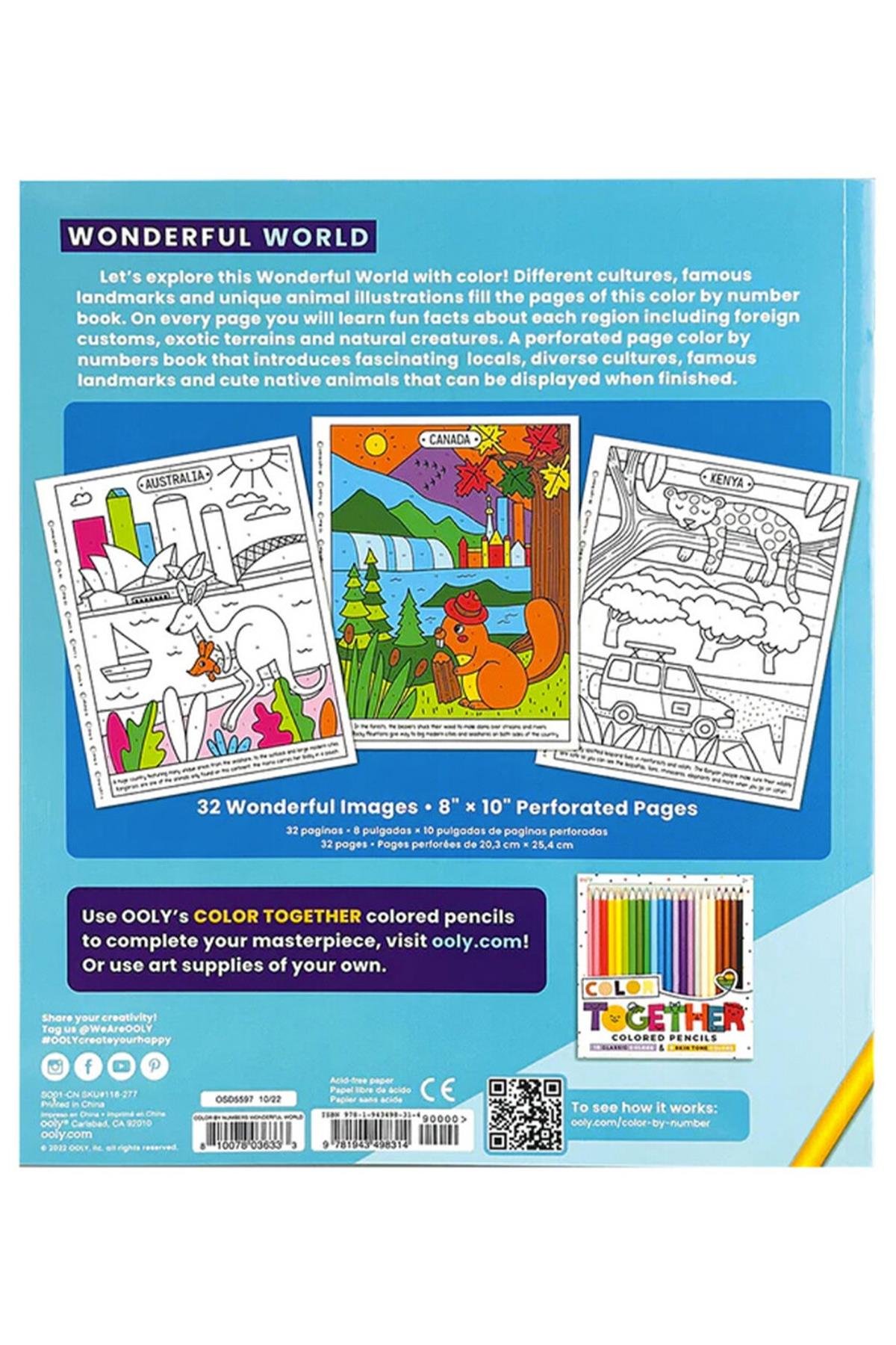 Ooly Color By Numbers Sayılarla Boyama Kitabı - Wonderful World Çok Renkli
