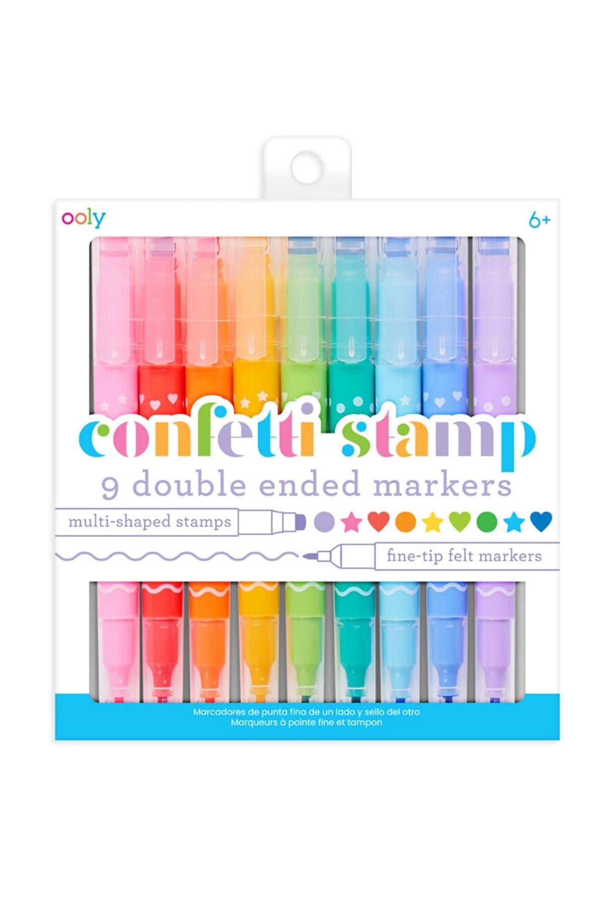 Ooly Confetti Stamp Çift Uçlu 9lu Keçeli Kalem Çok Renkli