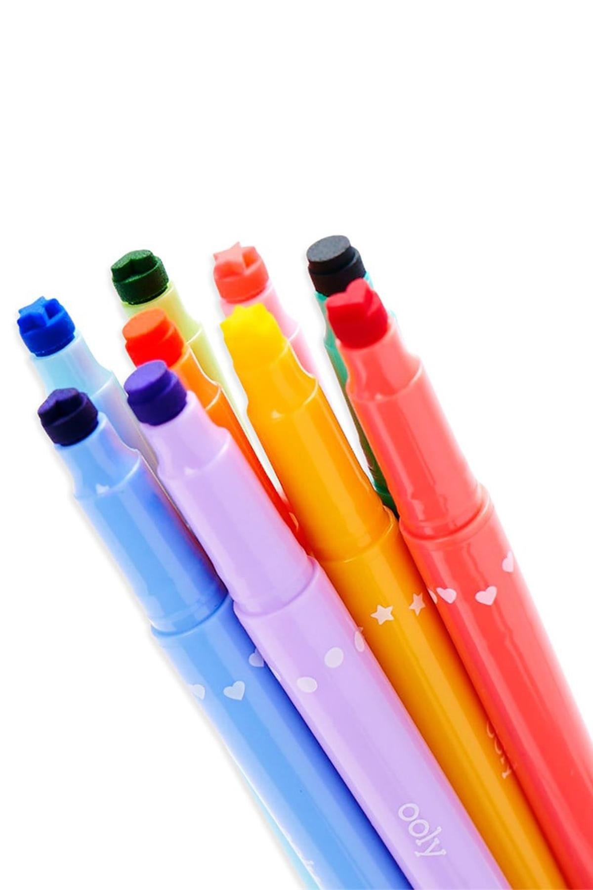 Ooly Confetti Stamp Çift Uçlu 9lu Keçeli Kalem Çok Renkli