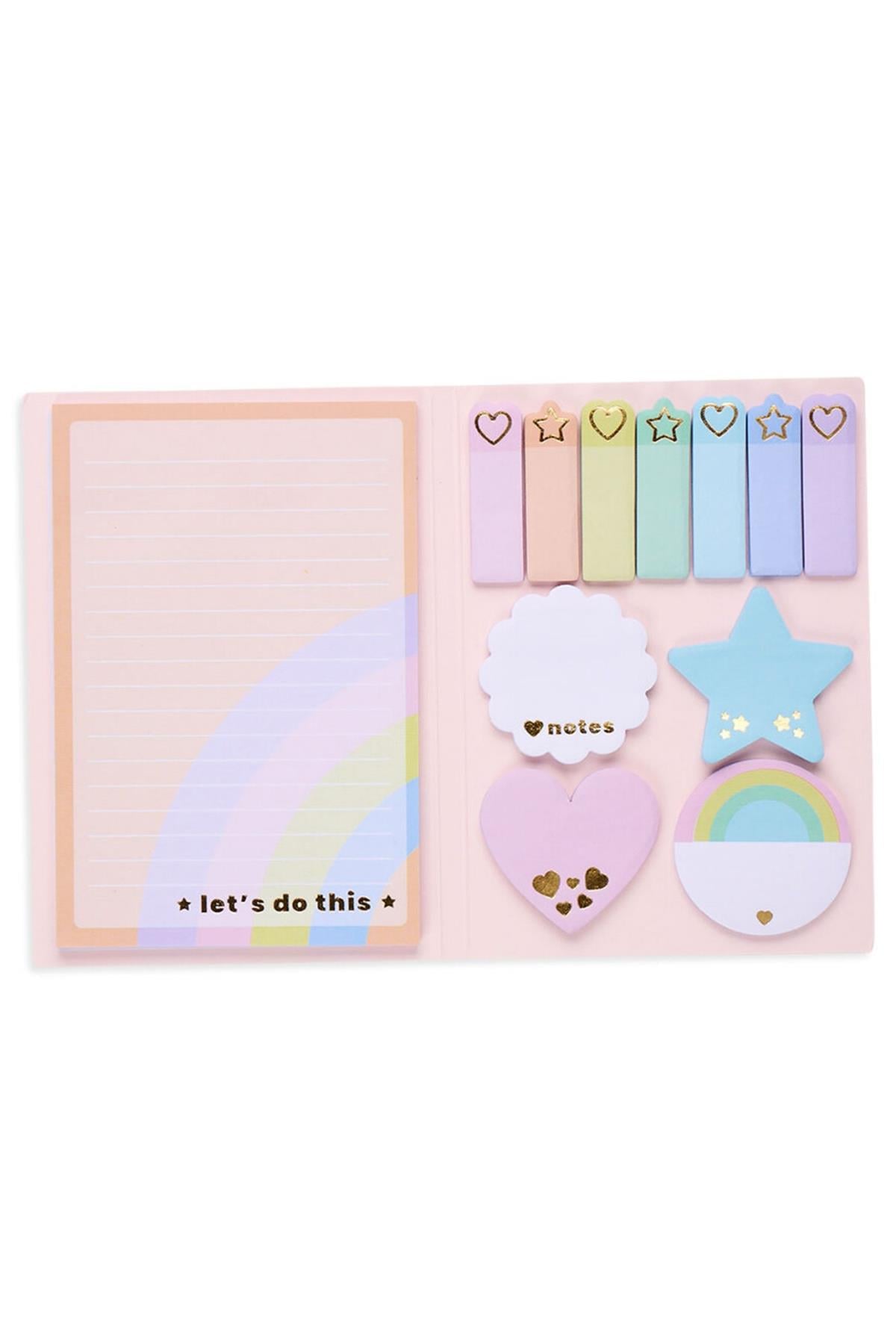 Ooly Side Notes Yapışkanlı Etiket Seti - Pastel Rainbows Çok Renkli