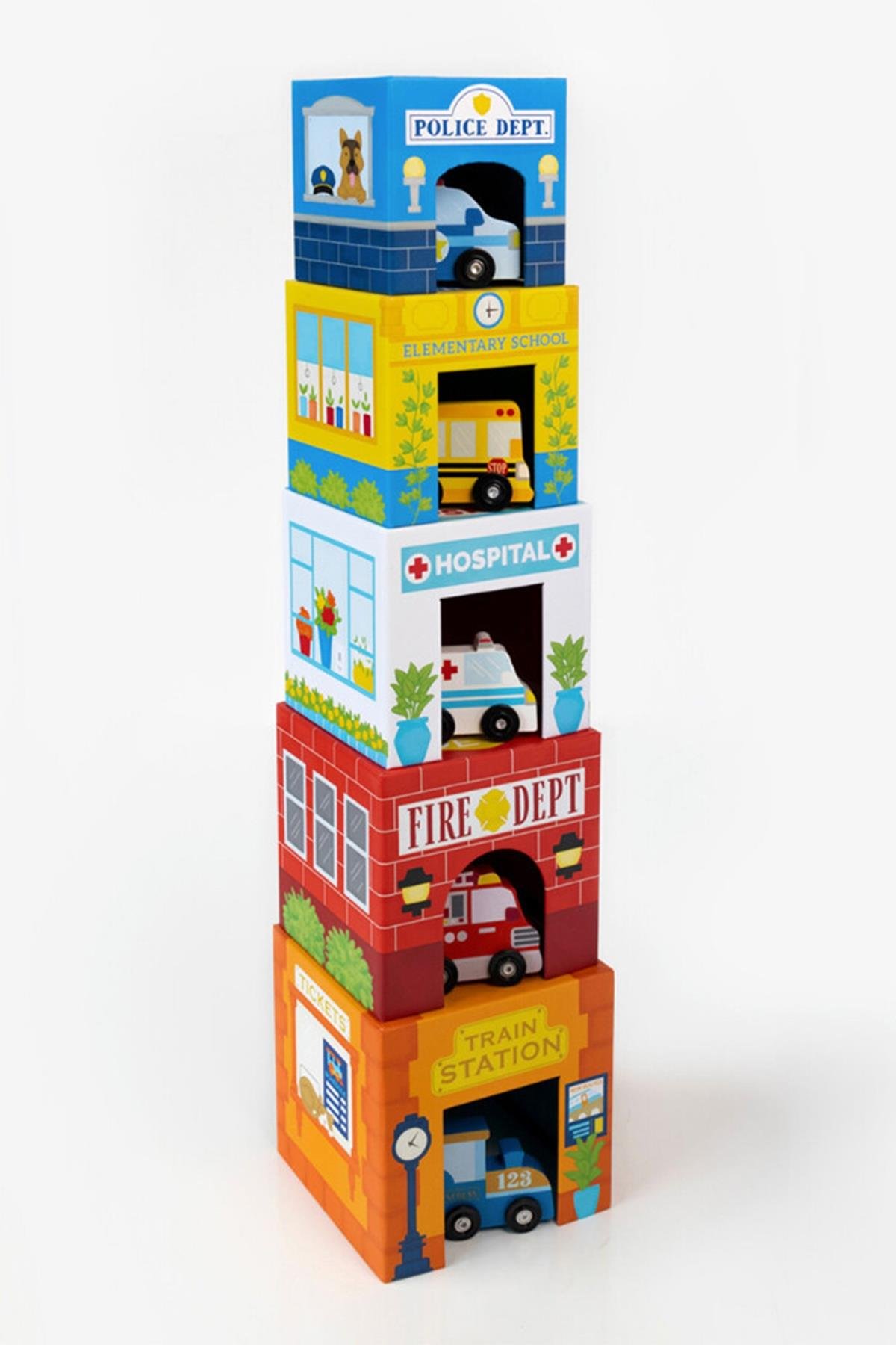 Ooly Stackables Karton Blok Oyun Seti - Busy City Çok Renkli