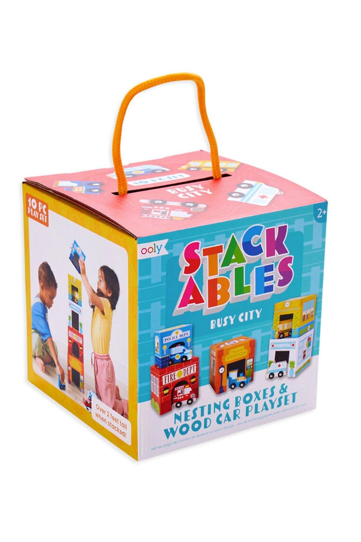 Ooly Stackables Karton Blok Oyun Seti - Busy City Çok Renkli