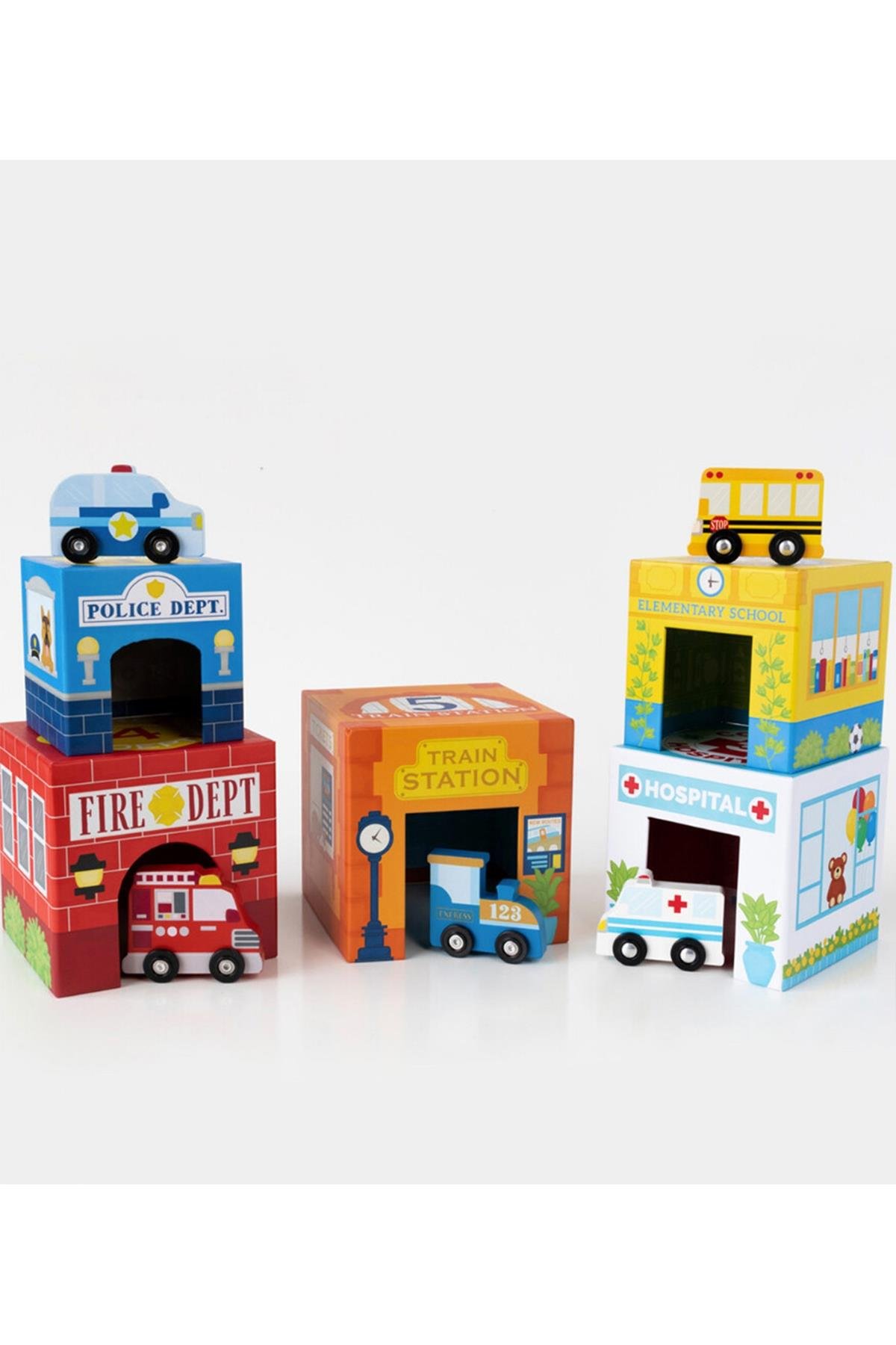 Ooly Stackables Karton Blok Oyun Seti - Busy City Çok Renkli