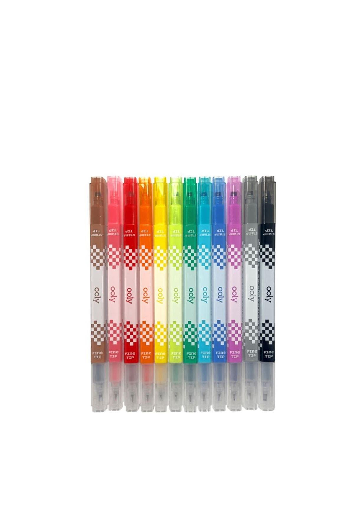 Ooly Stamp-A-Square Çift Uçlu 12’li Keçeli Kalem Çok Renkli