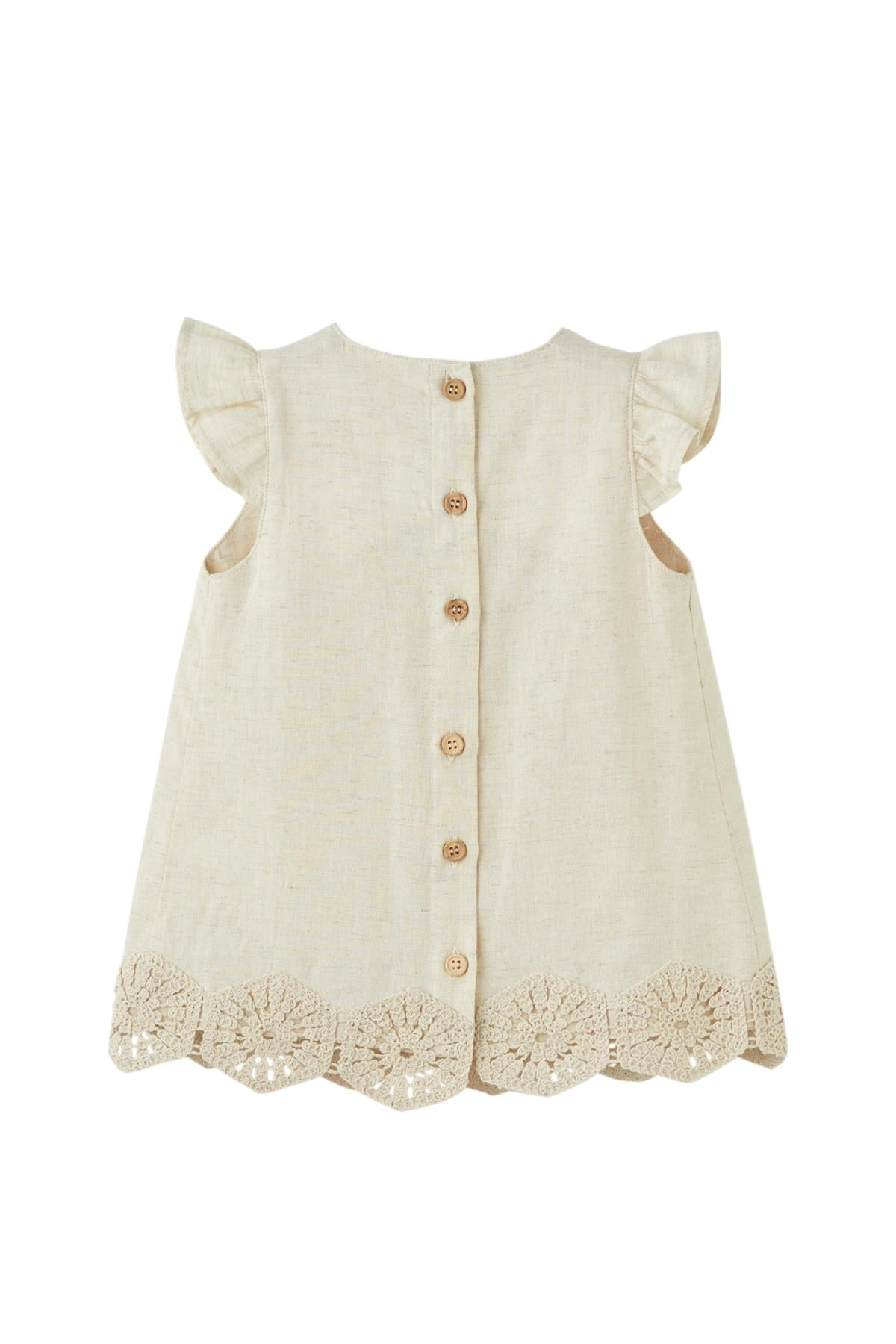 Patique / Boho Raw Elbise Krem