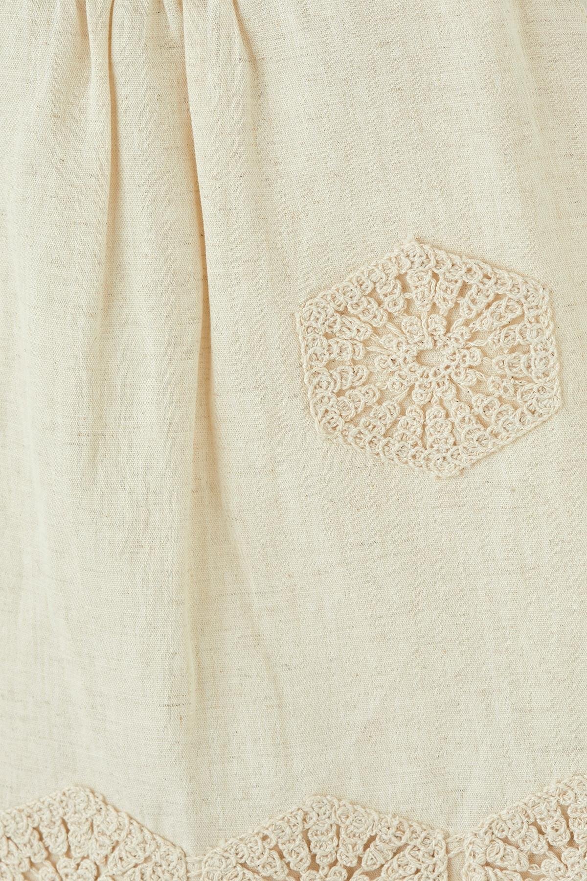 Patique / Boho Raw Elbise Krem