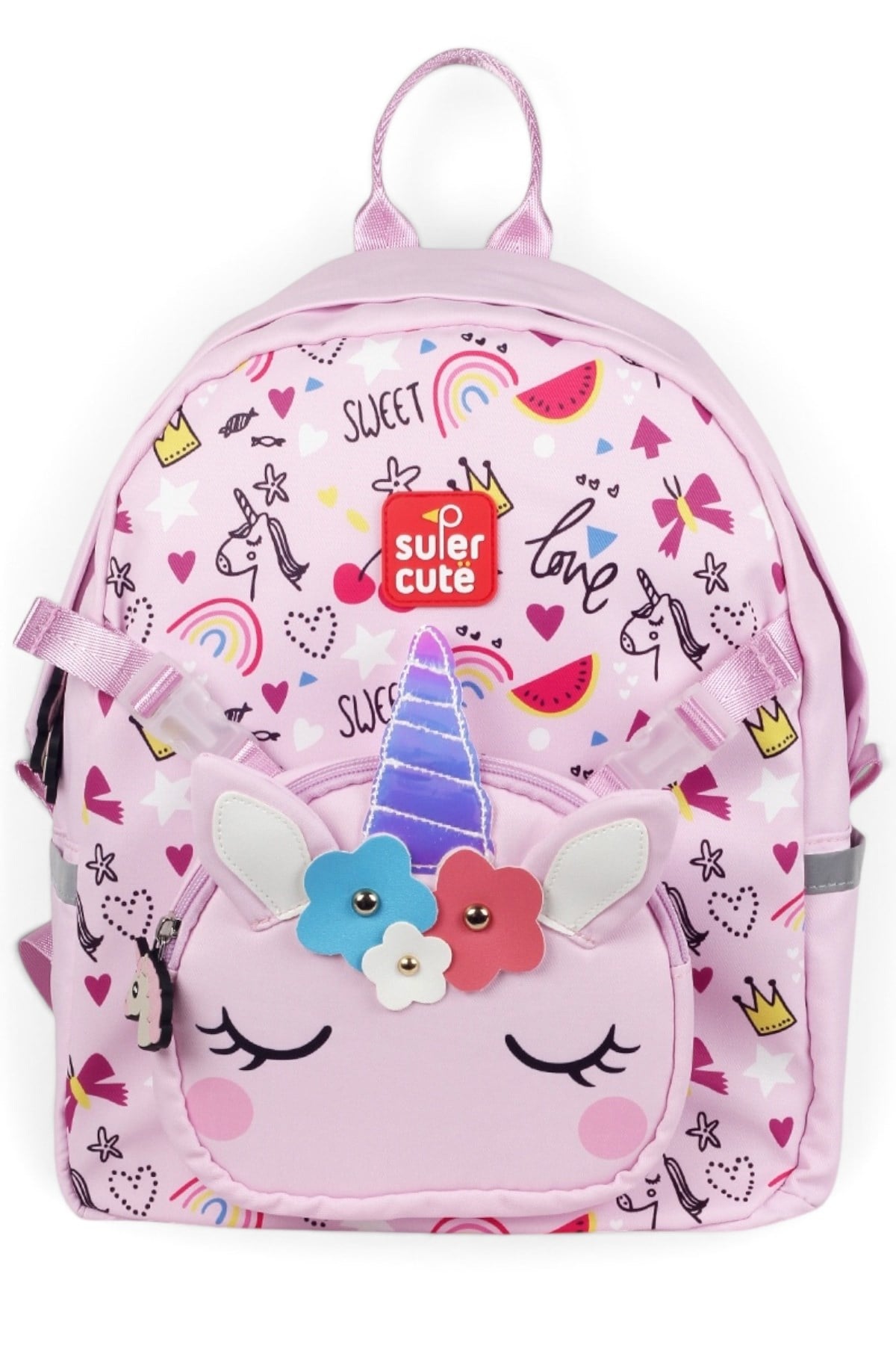 Supercute Two in One Unicorn Sırt Çantası Pembe